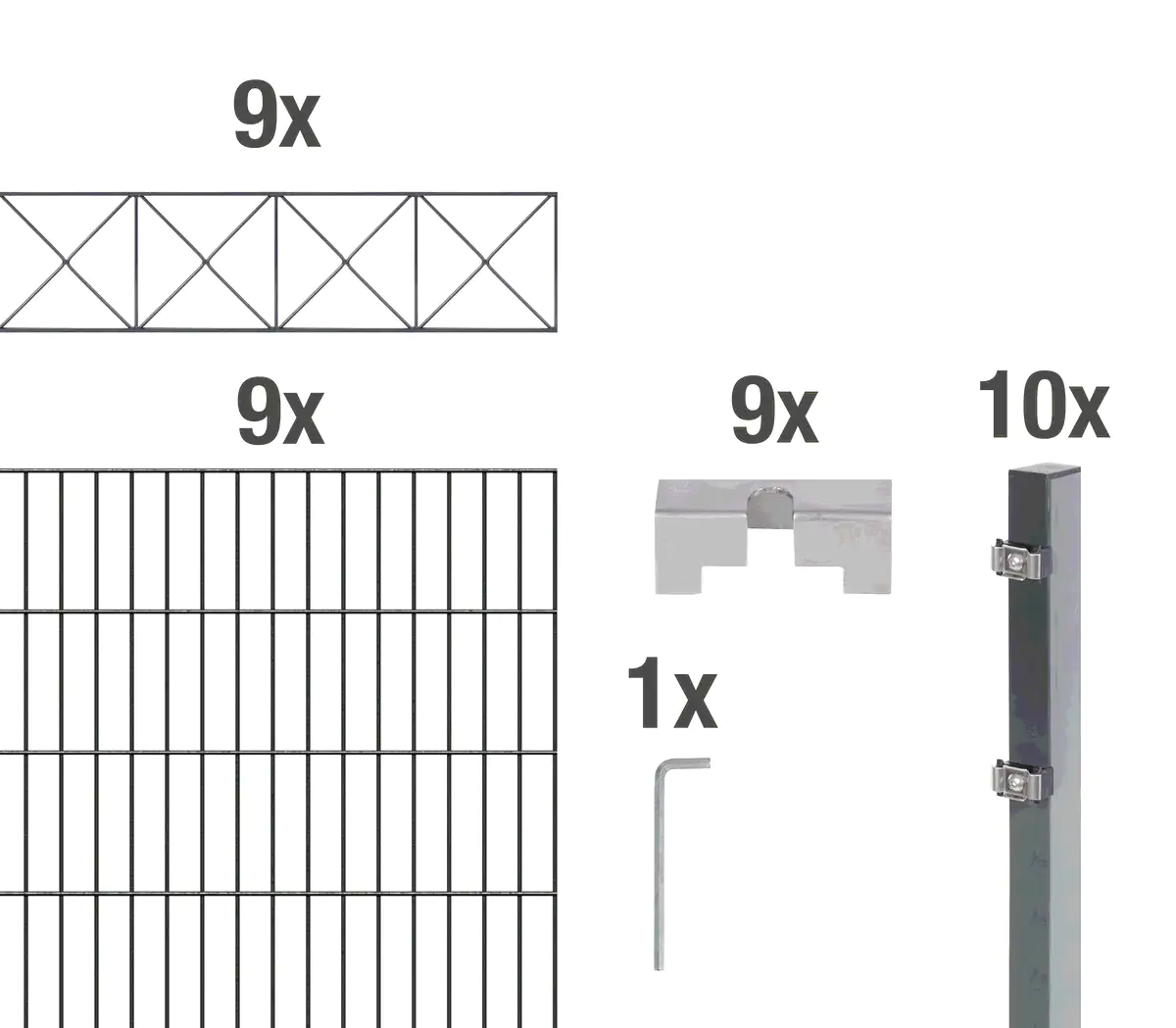Alberts Doppelstabmatten-Grundset Nexus 200 x 160 cm 18 m anthrazit