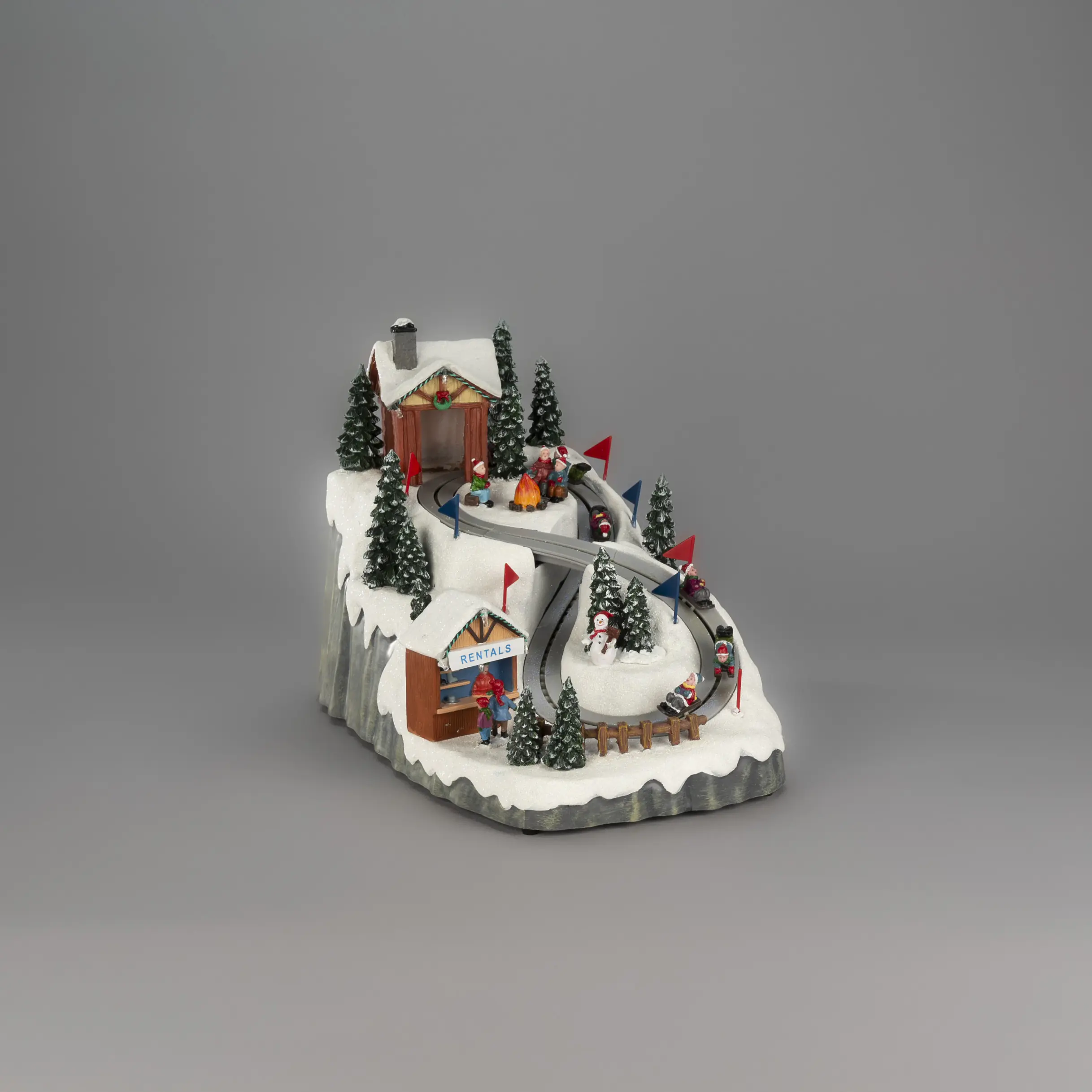 Konstsmide LED-Szenerie Rodelbahn und Weihnachtsmusik batteriebetrieben mit Timer 26 x 36 cm bunt