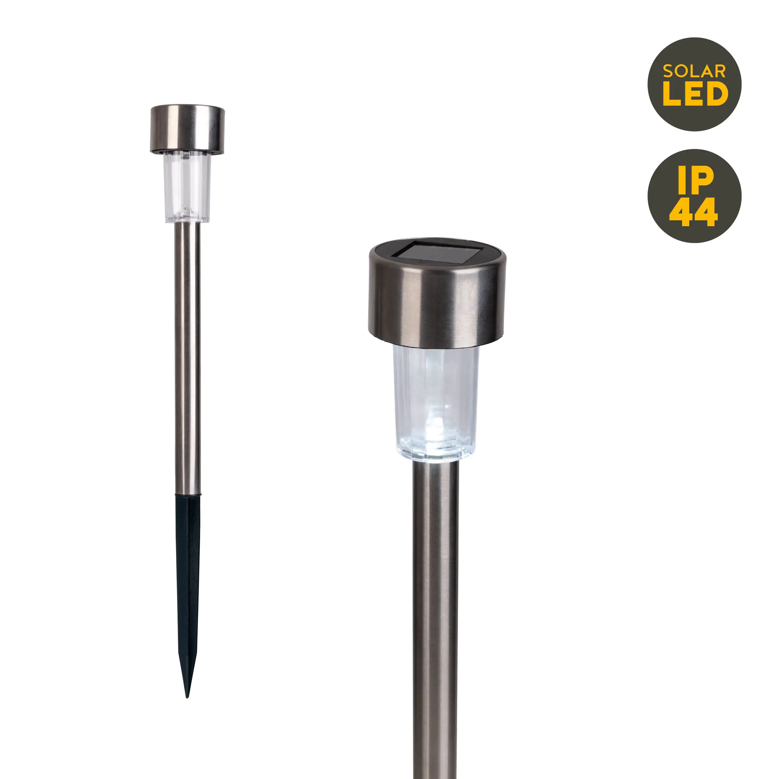 Light & More LED Solarleuchte silber edelstahl 36 cm kaltweiß