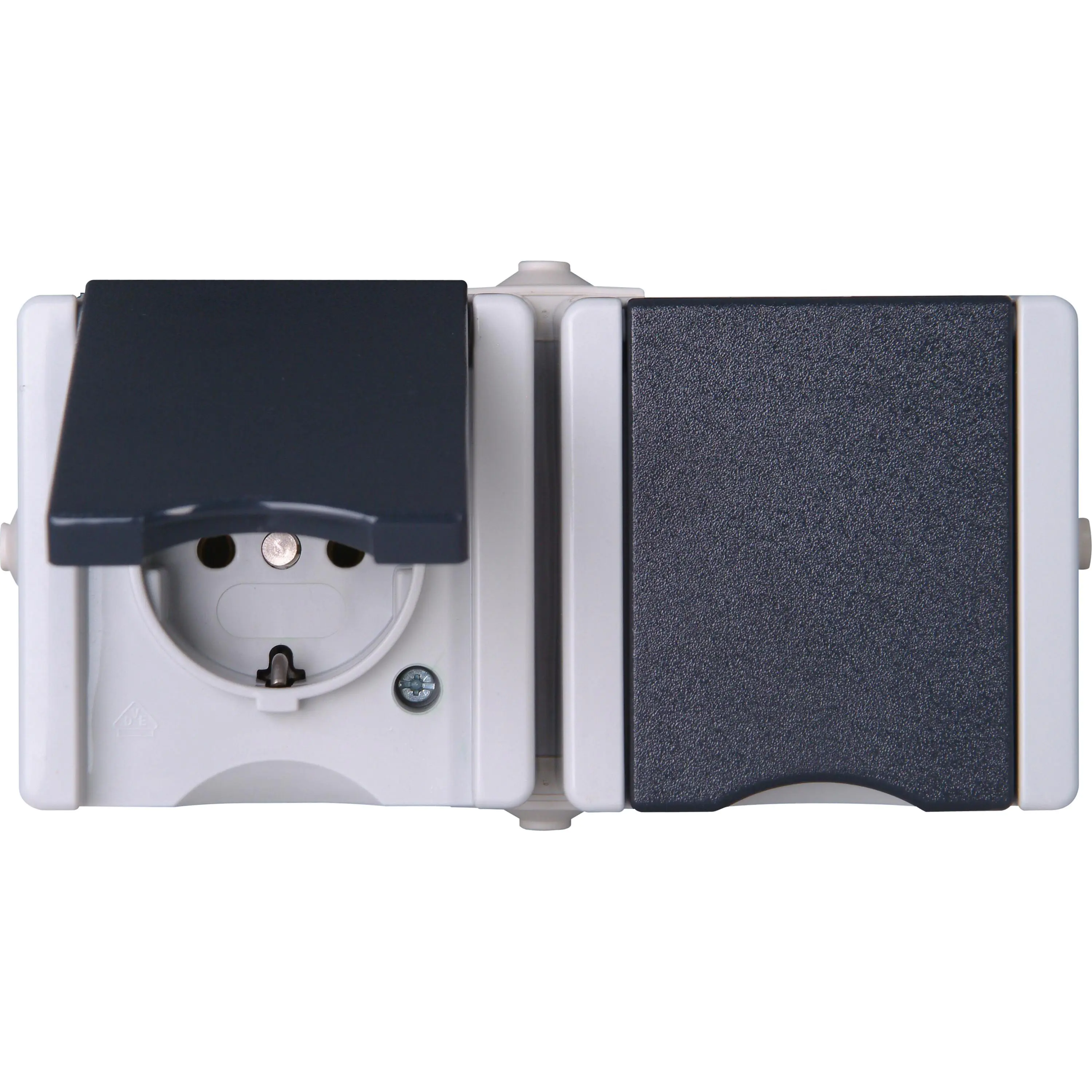 Kopp 2-fach Schutzkontakt-Steckdose proAQA waagrecht grau Aufputz 950656001