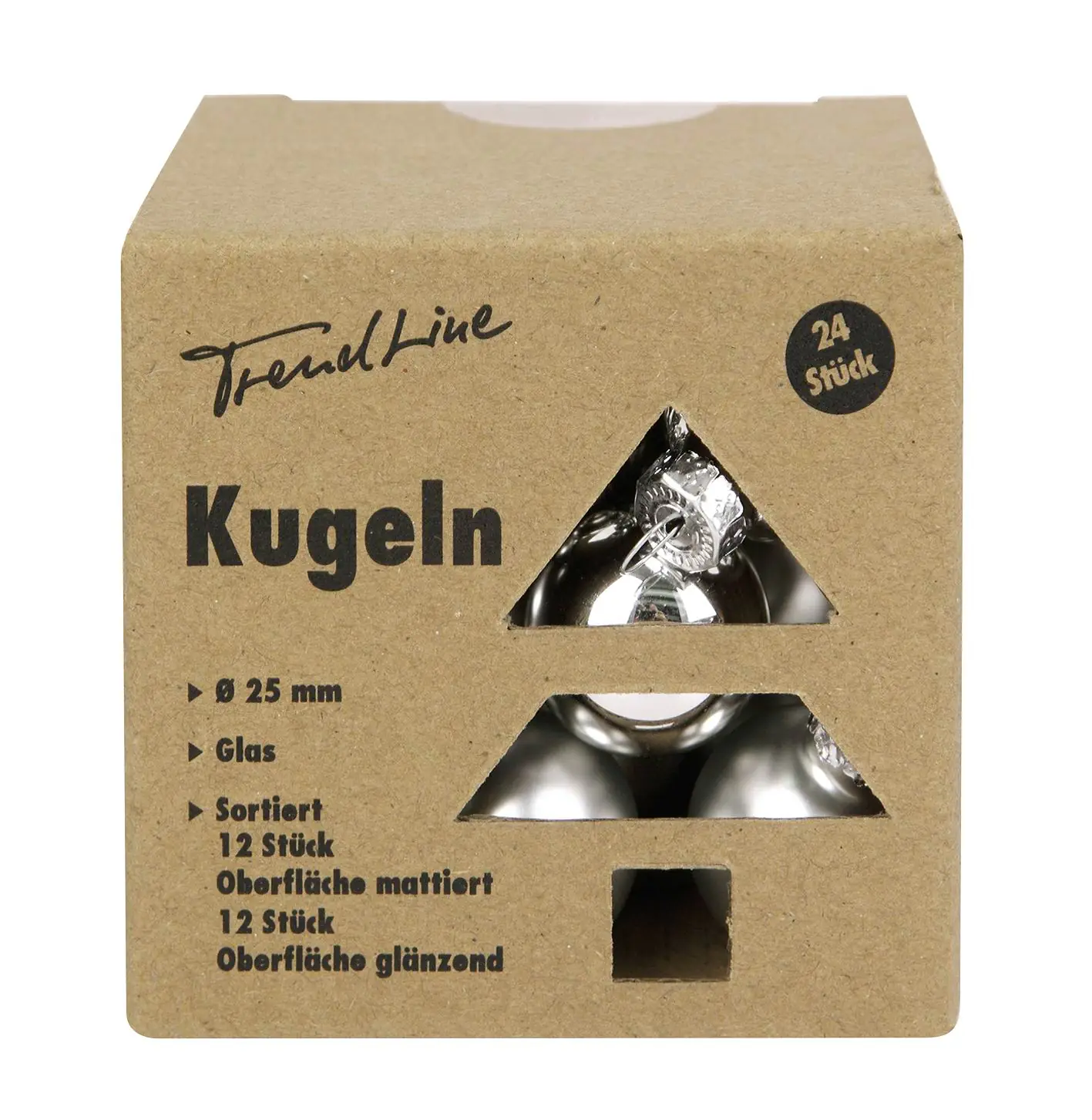 TrendLine Weihnachtskugeln aus Glas Ø 2,5 cm silber 24 Stück