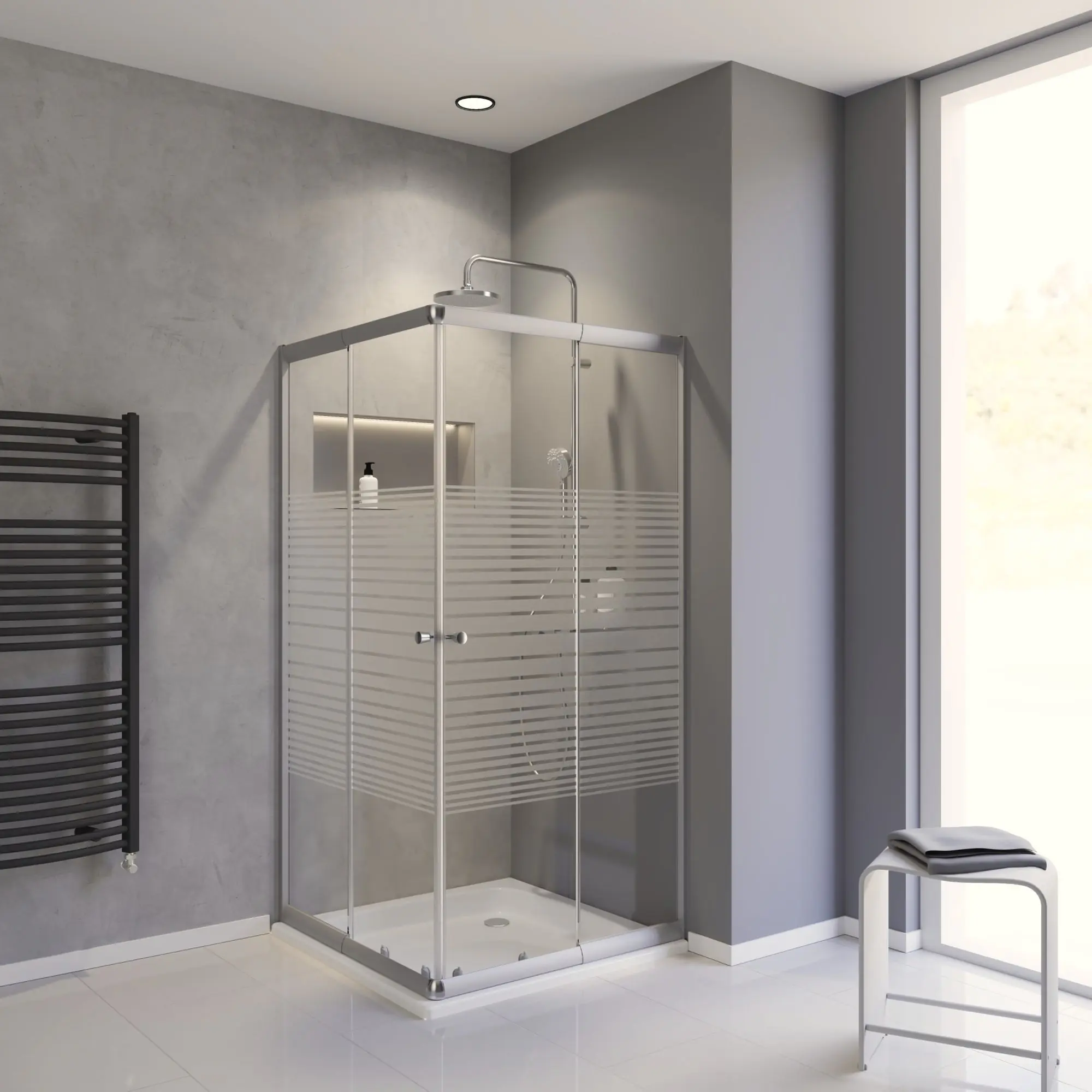 Schulte Eckdusche mit Schiebetüren Sunny 75-90 x 75-90 x 175 cm silber