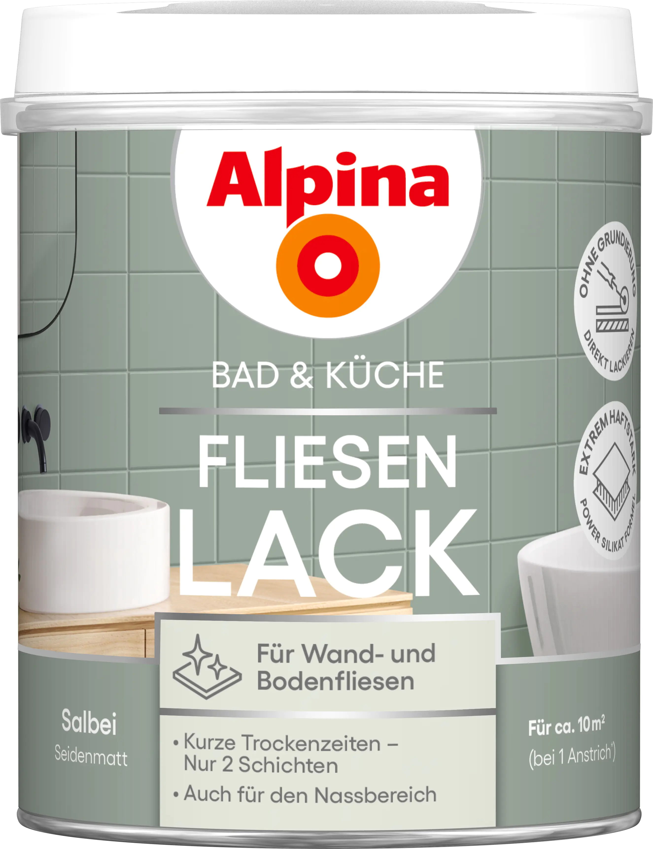 Alpina Fliesenlack Bad & Küche 2K Salbei 750 ml Alpina Fliesenlack Bad & Küche 2K Salbei 750 ml