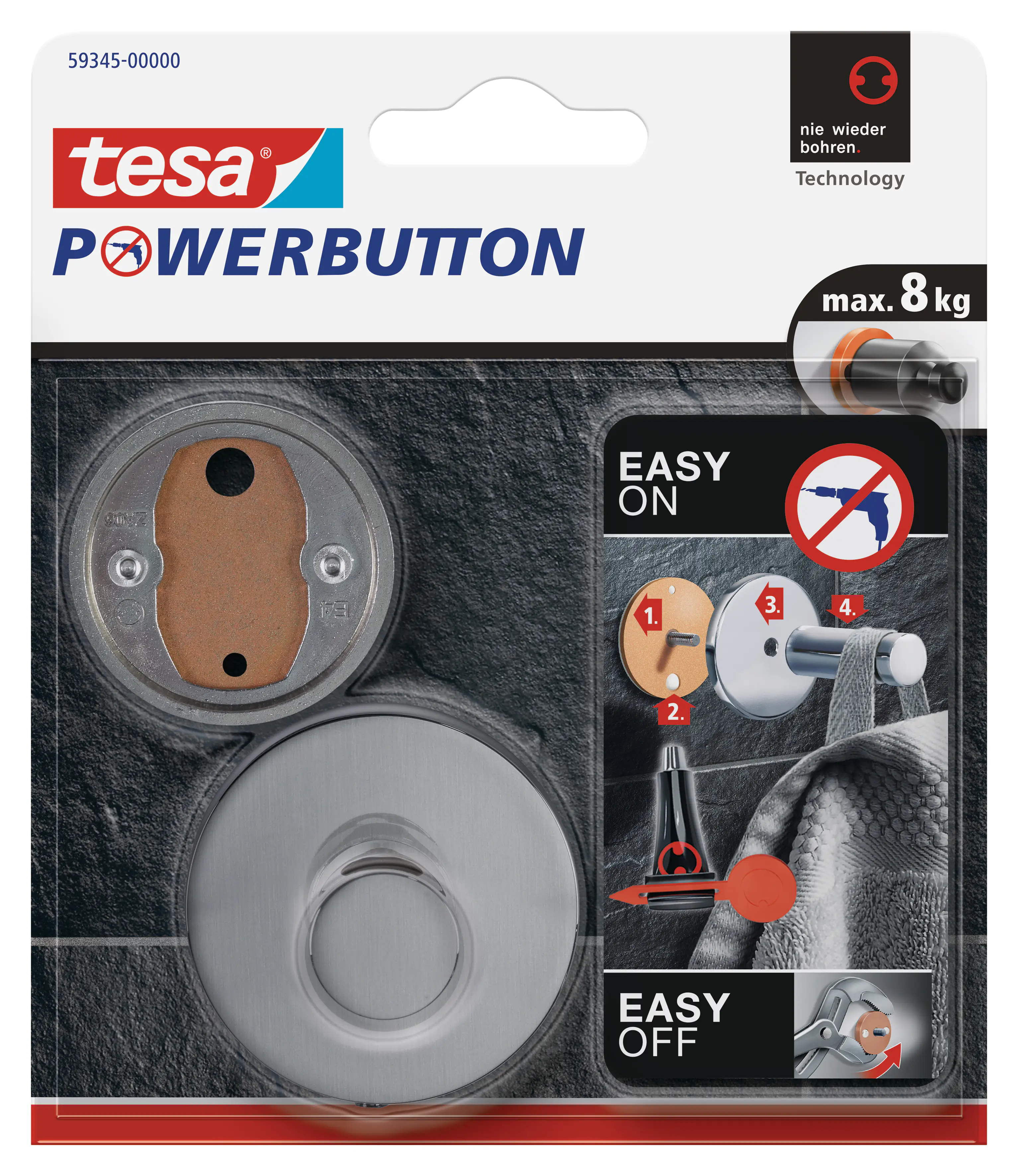 4042448401755 tesa Powerbutton Haken Premium Edelstahl