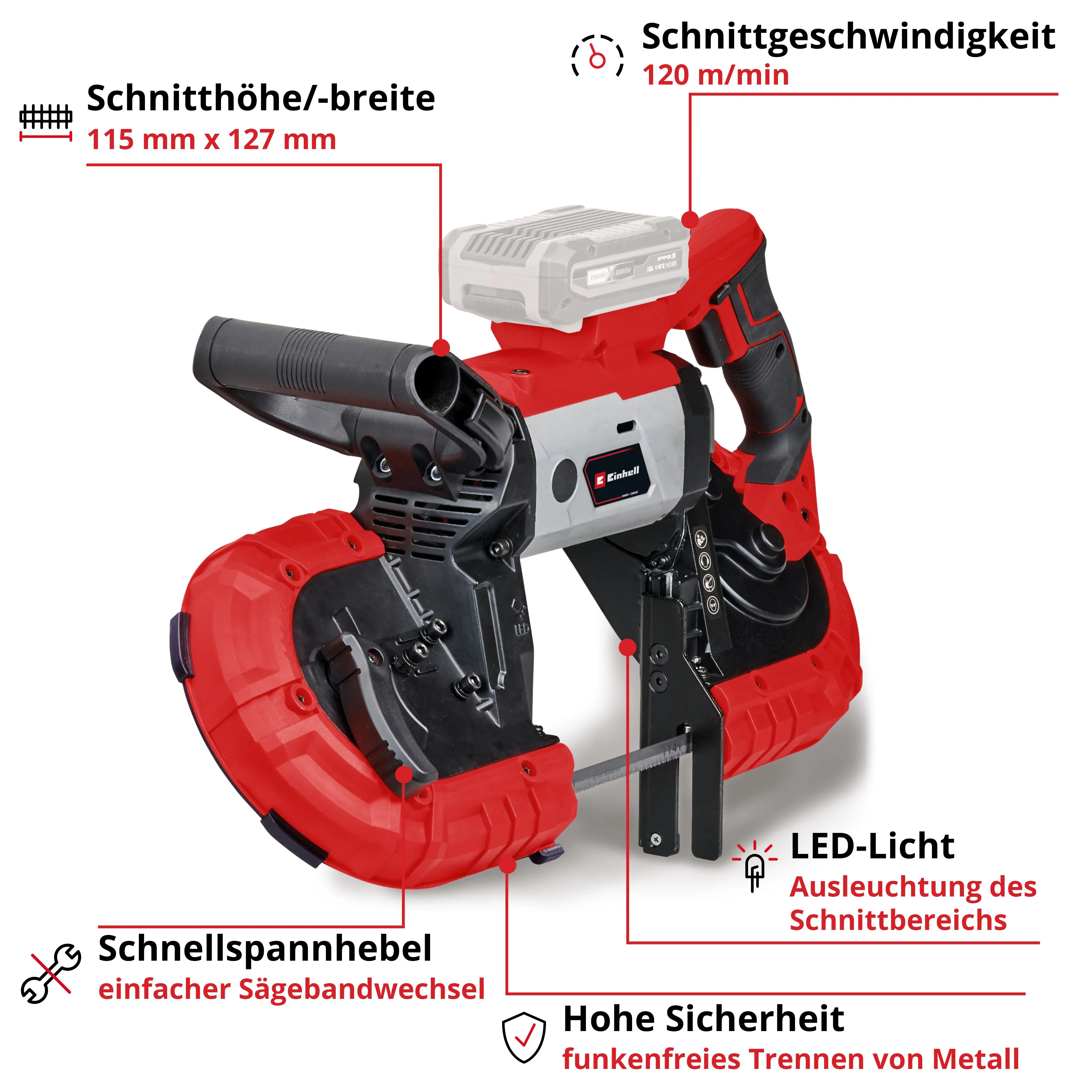 Einhell Expert Akku-Bandsäge TE-MB 18/127 Li Solo 18 V
