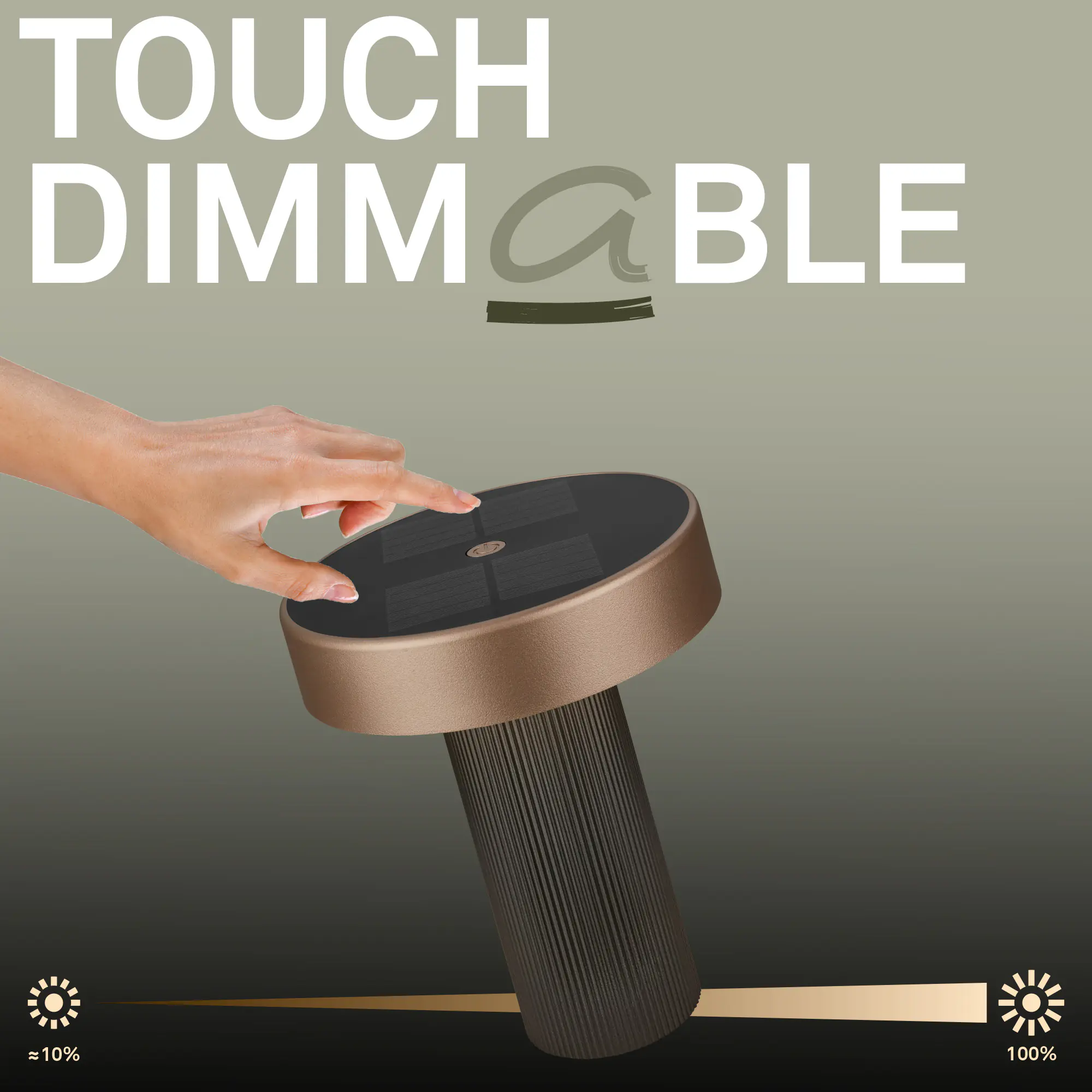 Briloner LED Solar-Tischleuchte Poga Ø 16 x 20 cm warmweiß anthrazit-bronze dimmbar