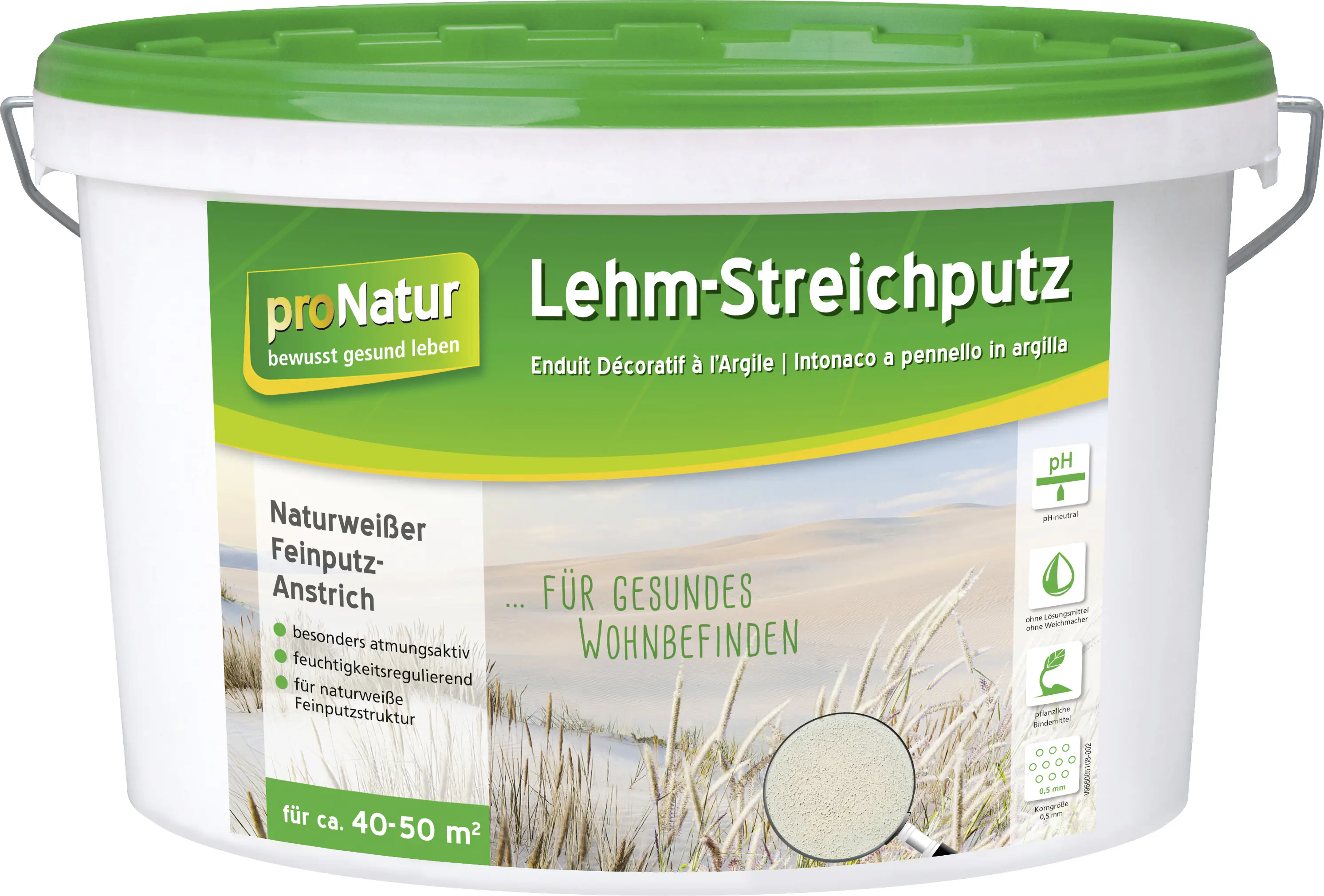 Pronatur Lehmstreichputz 18 kg 0,5 mm fein weiß