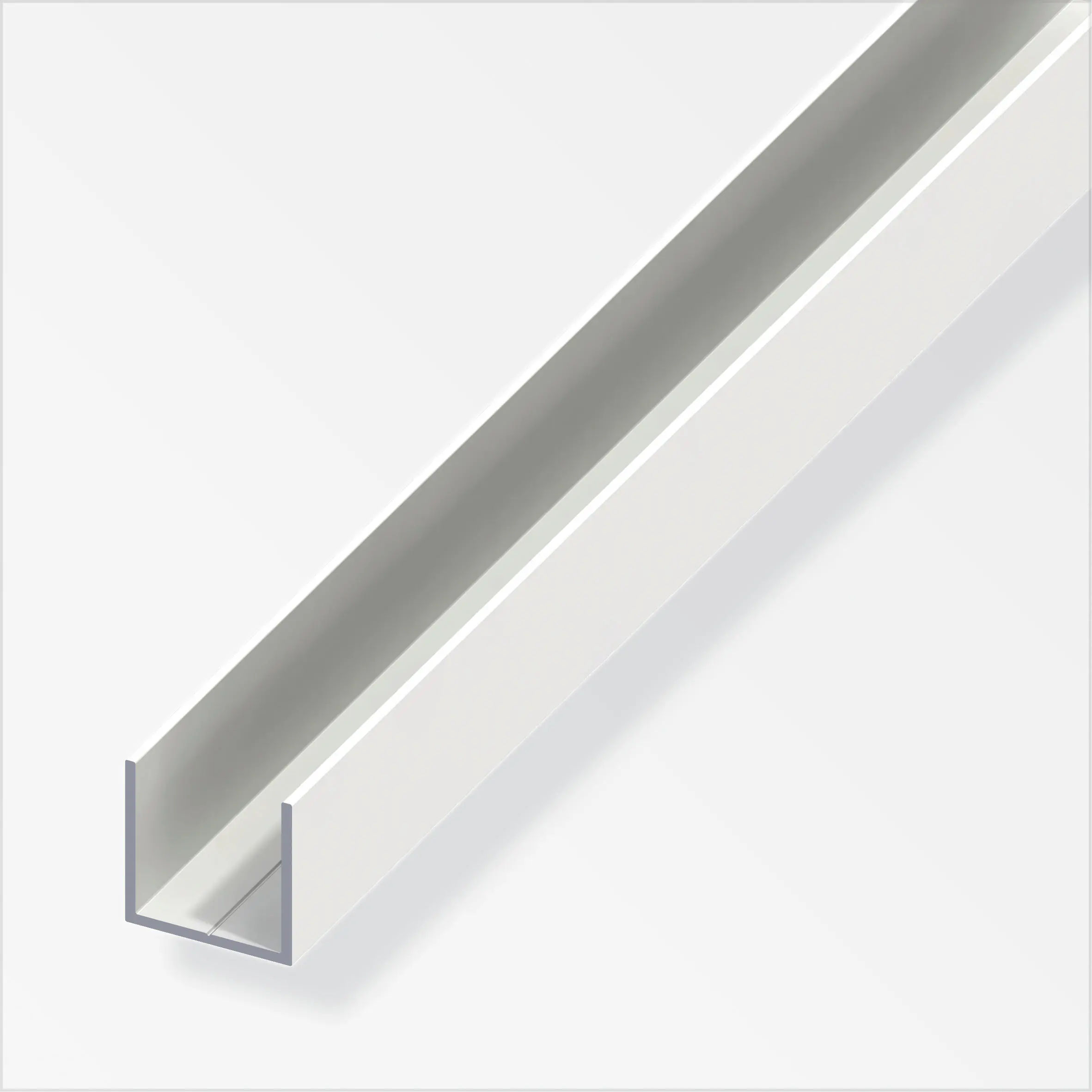 alfer Quadrat-U 1 m, 23.5 x 1.5 mm Aluminium beschichtet weiss