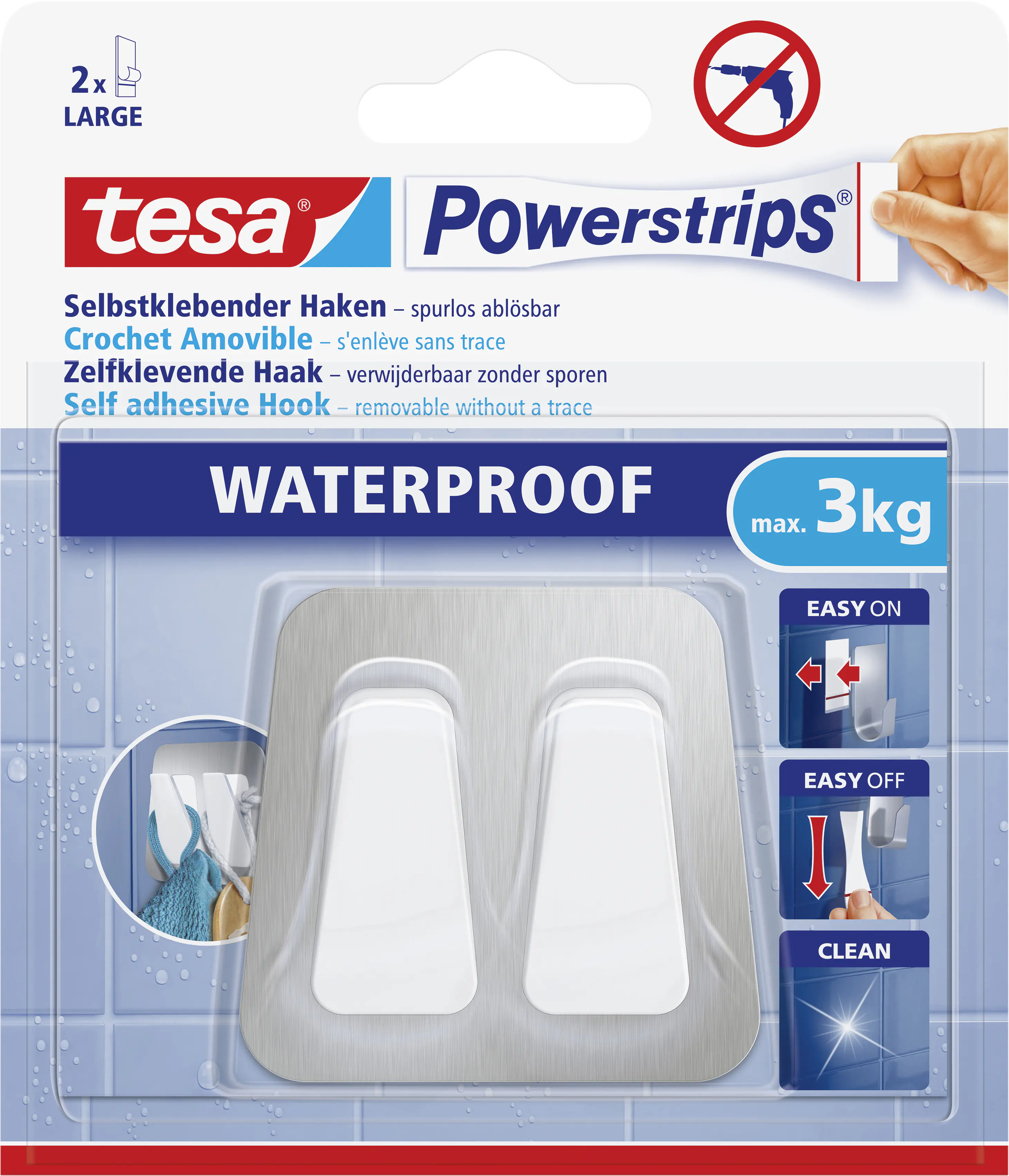 tesa Powerstrips Doppelhaken Waterproof weiß