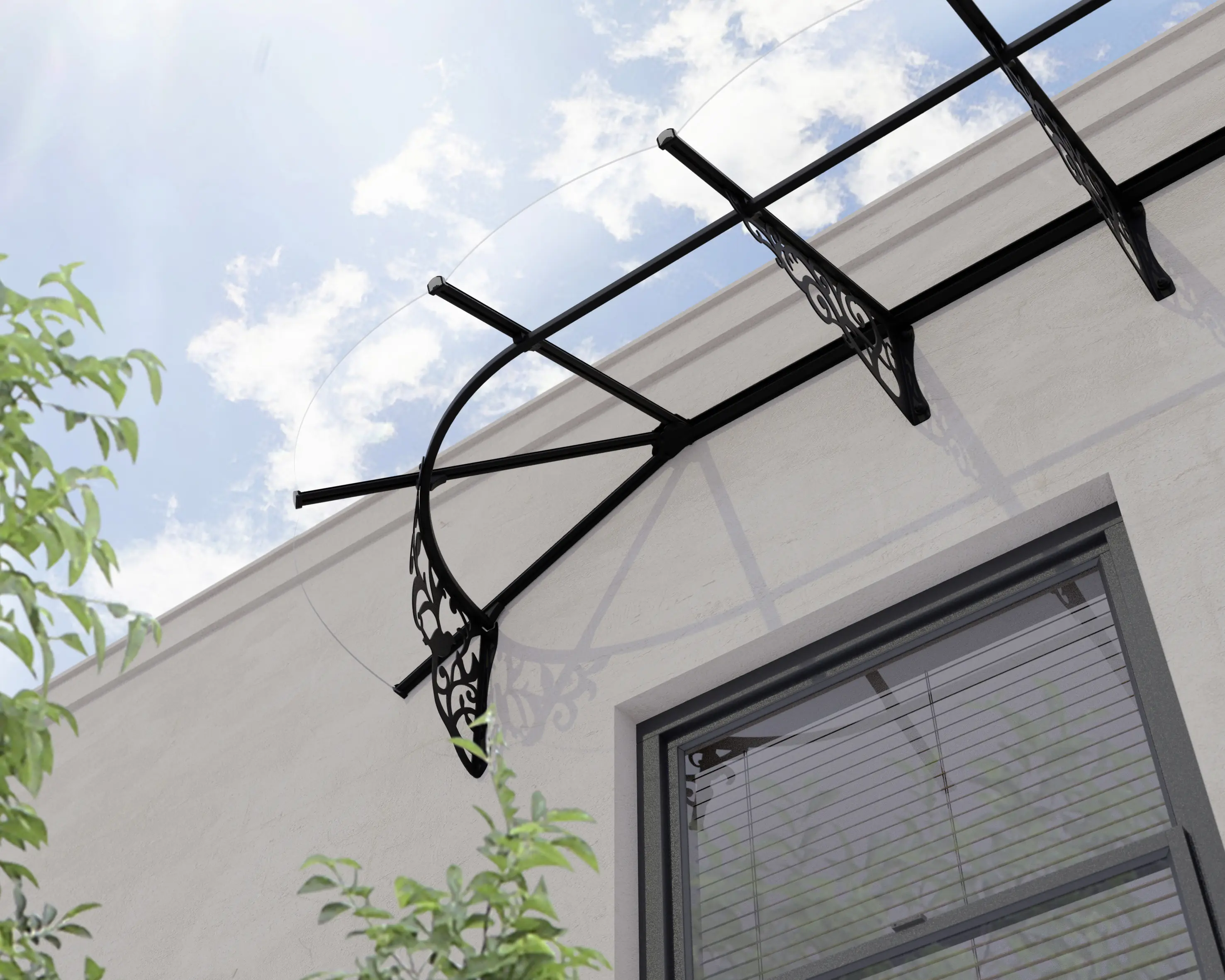 Canopia Vordach Lily 3600 Schwarz Alu 370 x  88 cm