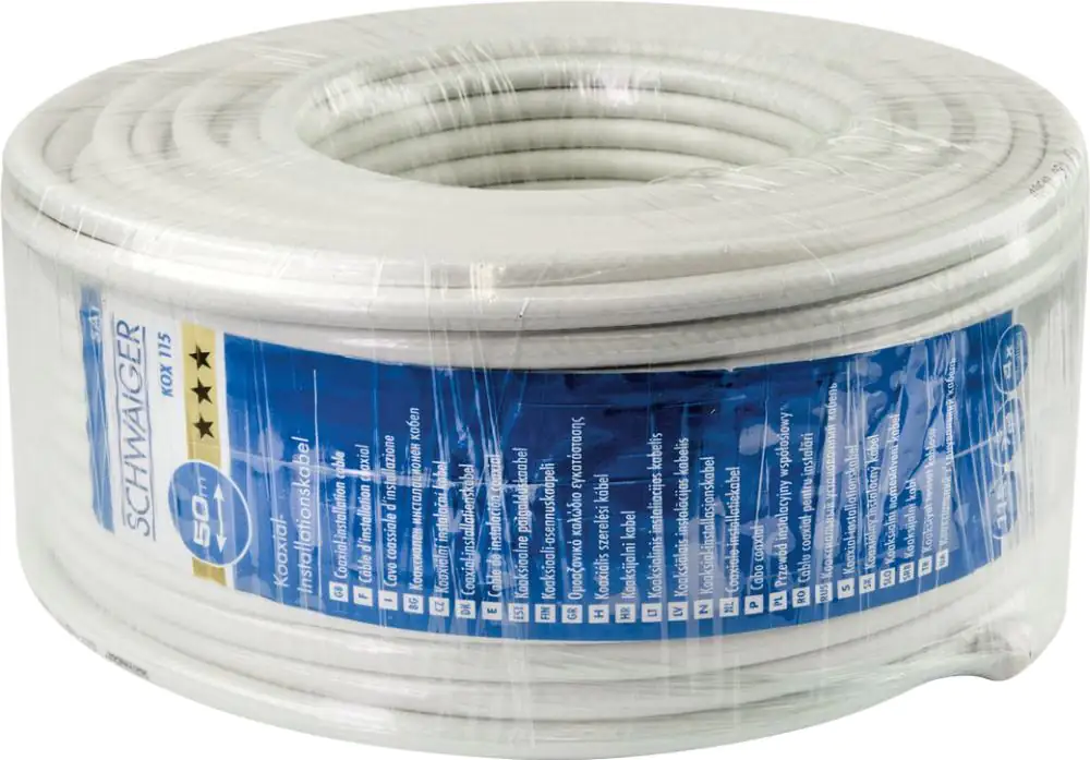 Category image Schwaiger Koaxialkabel KOX11550 052 (115dB) weiß, 50,0m, 4-fach geschirmt, ohne F Stecker