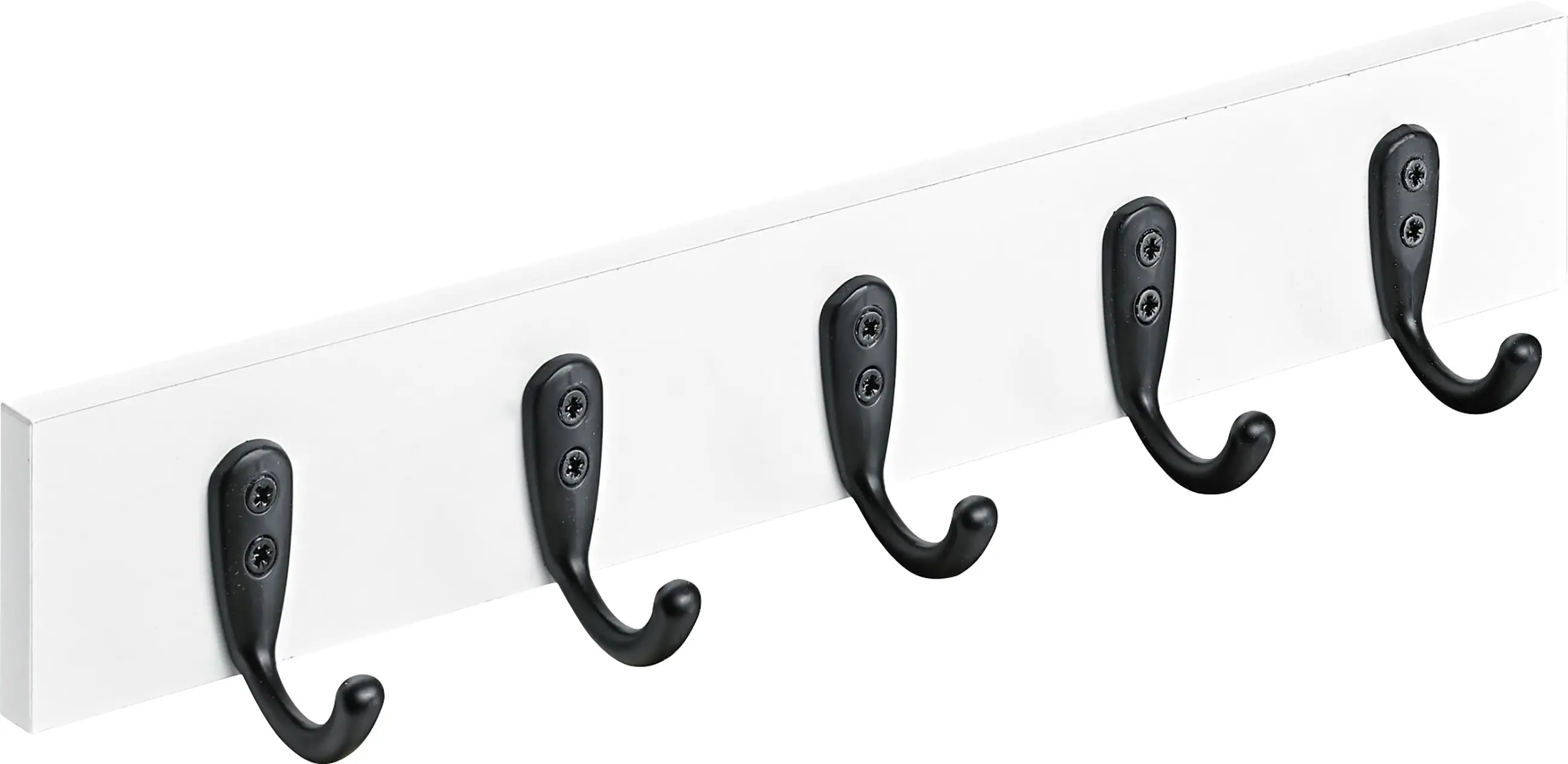 Hettich Garderobehakenleiste mit 5 Haken 400 x 60 x 60 mm Holz weiß/schwarz - 1 Stück Hettich Garderobehakenleiste mit 5 Haken 400 x 60 x 60 mm Holz weiß/schwarz - 1 Stück