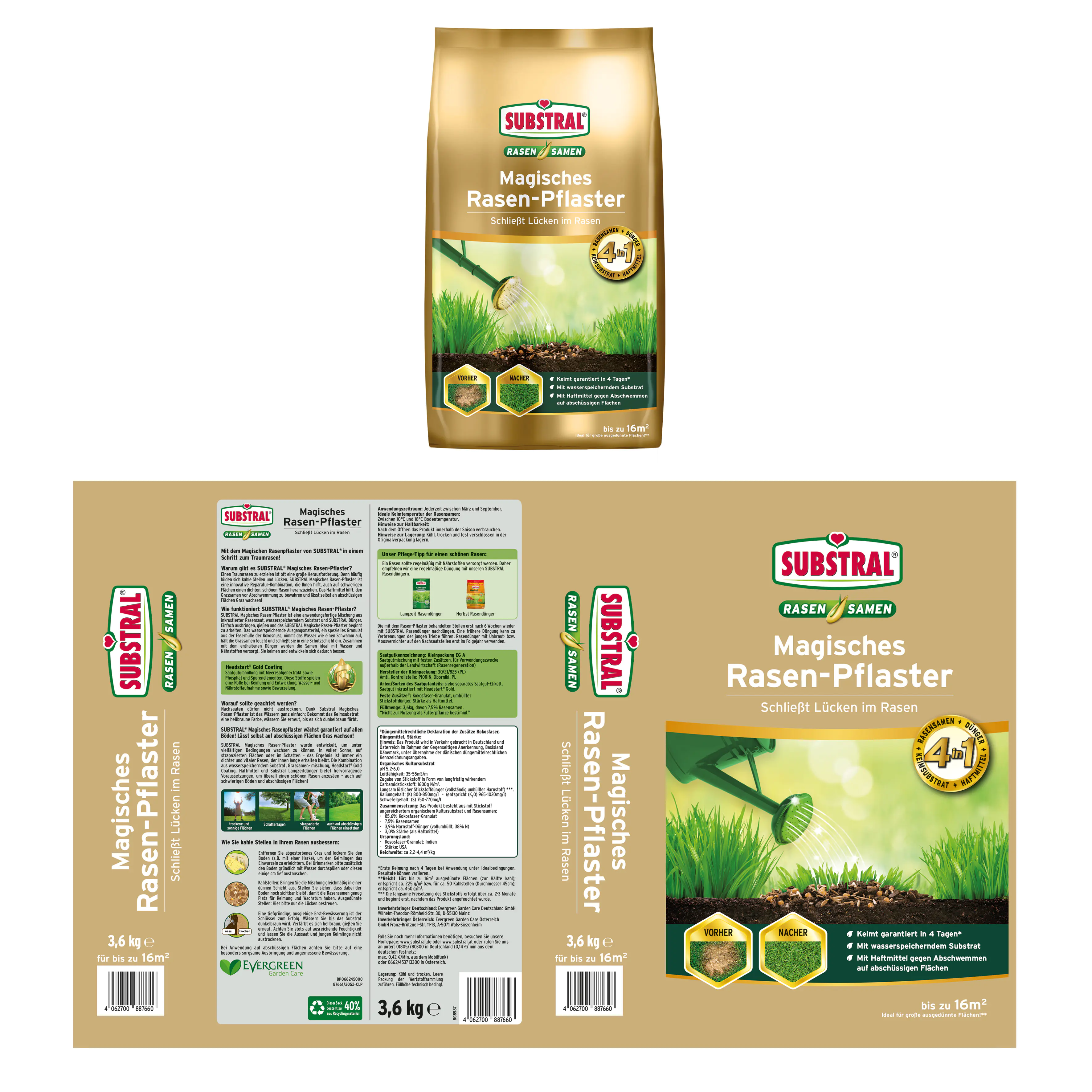 Substral Magisches Rasen-Pflaster 3,6 kg, für 16 m²