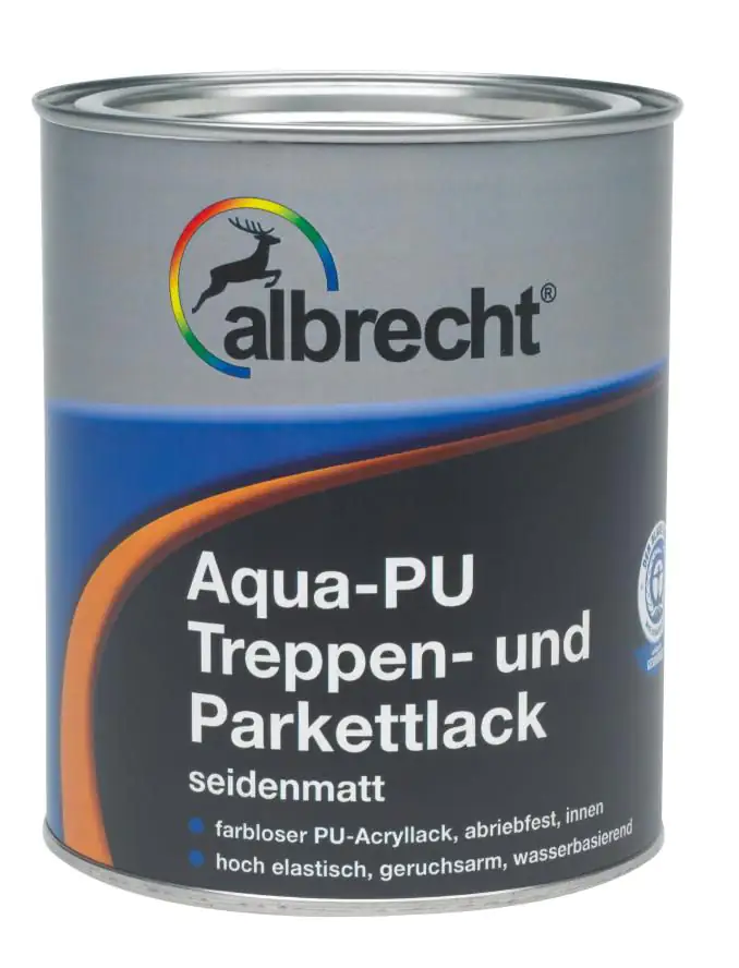 Albrecht Aqua PU-Treppen- und Parkettlack 2,5 L farblos seidenmatt Albrecht Aqua PU-Treppen- und Parkettlack 2,5 L farblos seidenmatt
