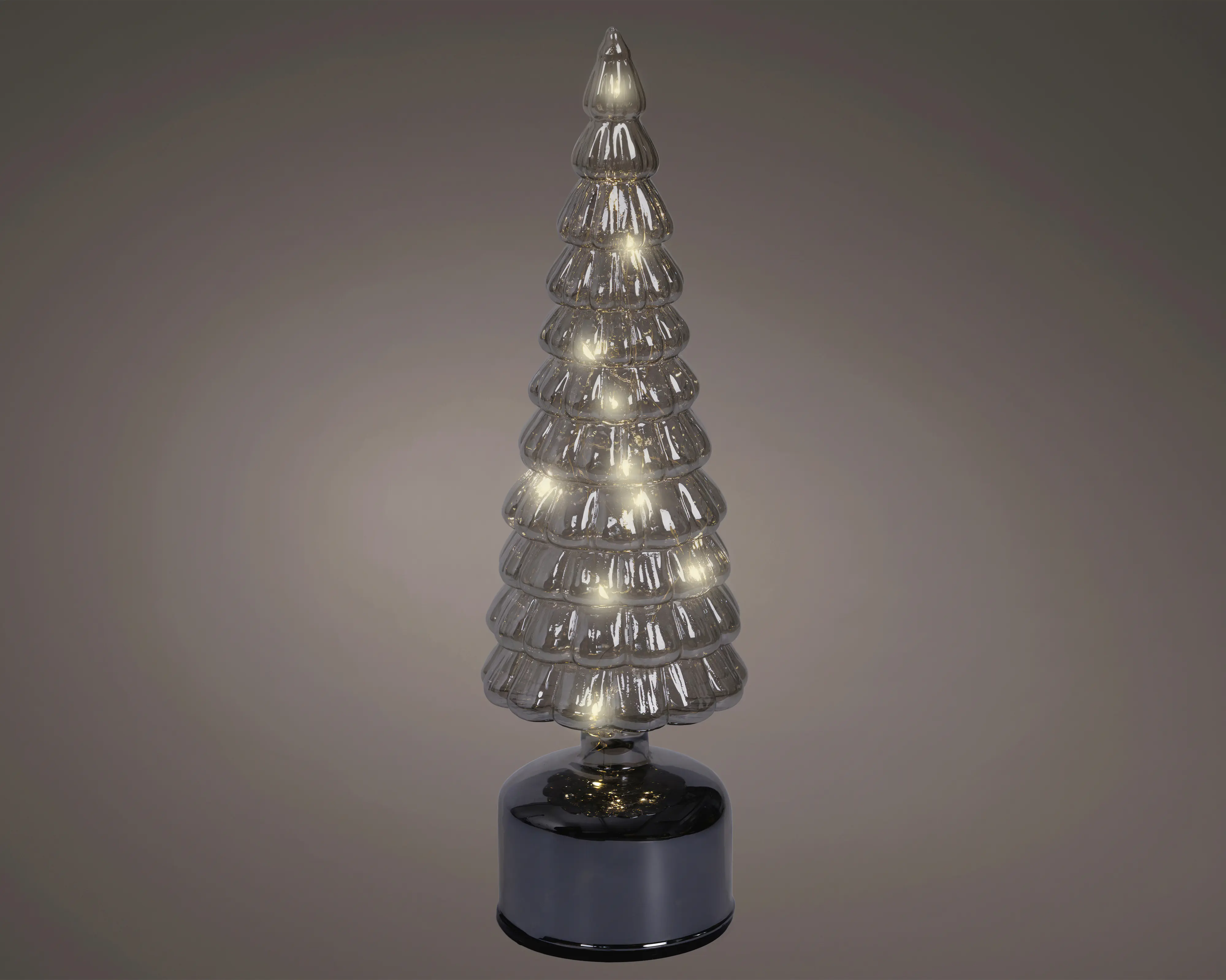 Lumineo LED Tannenbaum batteriebetrieben drehend mit Timer Kunststoff Ø 10 x 34 cm warmweiß grau