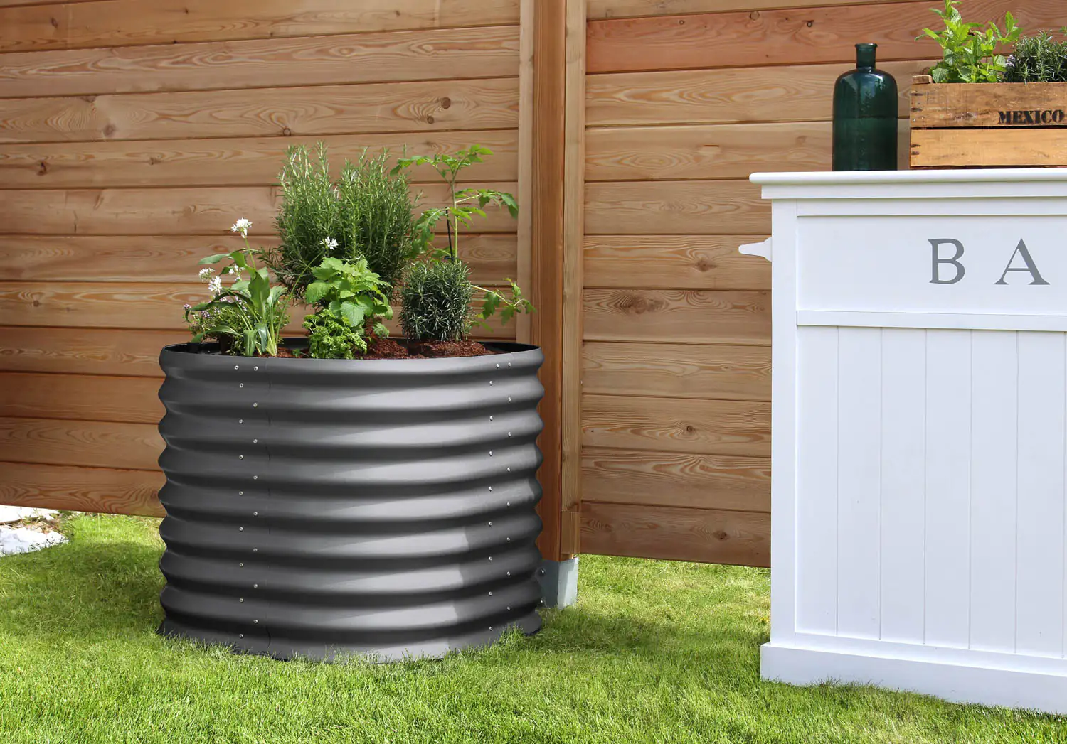 Vitavia Hochbeet Terra Rund 82 x 82 x 63 cm granit