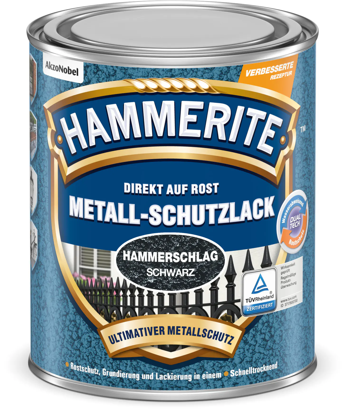Hammerite Metall-Schutzlack Hammerschlag 250 ml schwarz