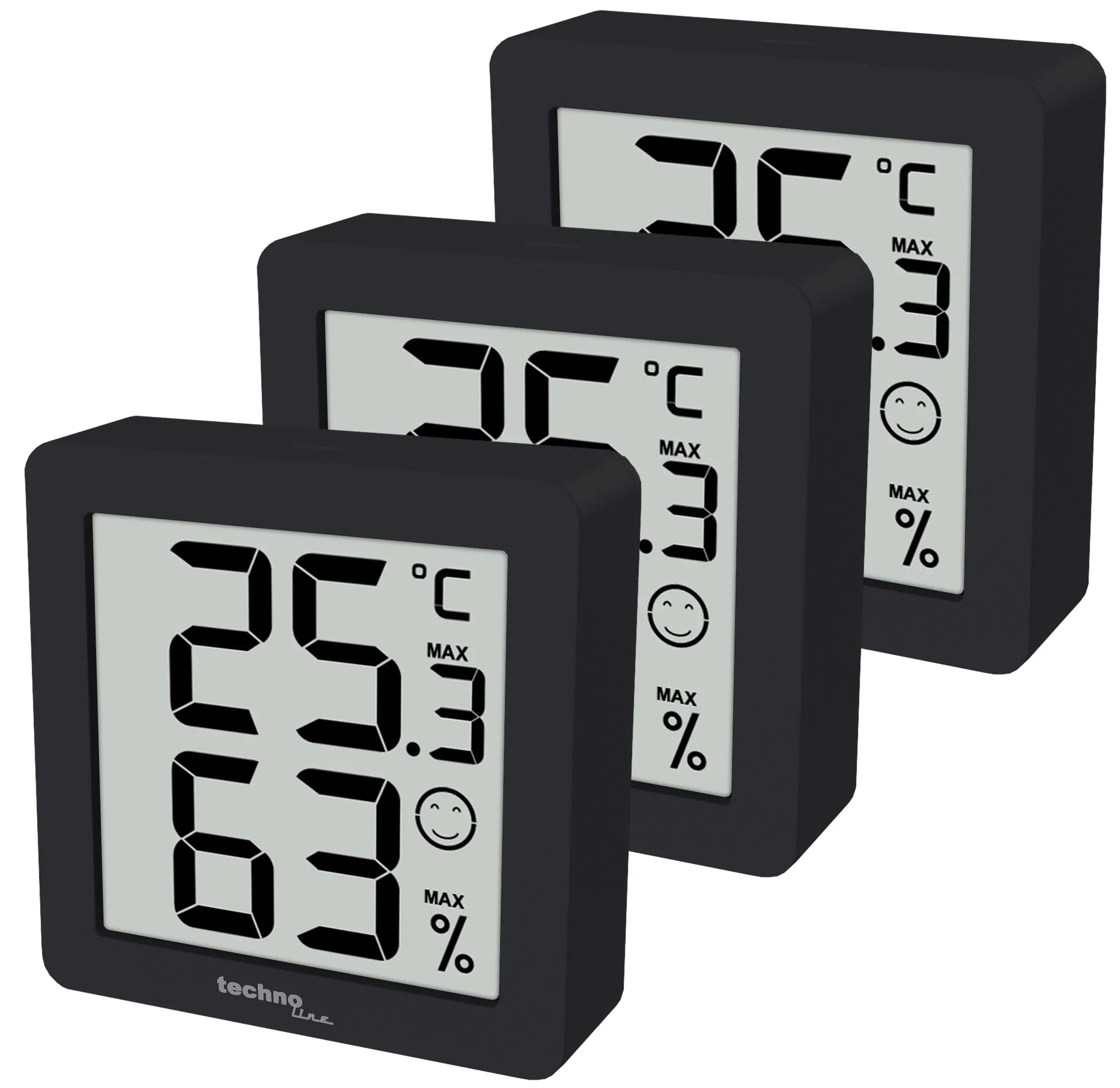 technoline Thermo-Hygrometer WS9425 3er Set schwarz