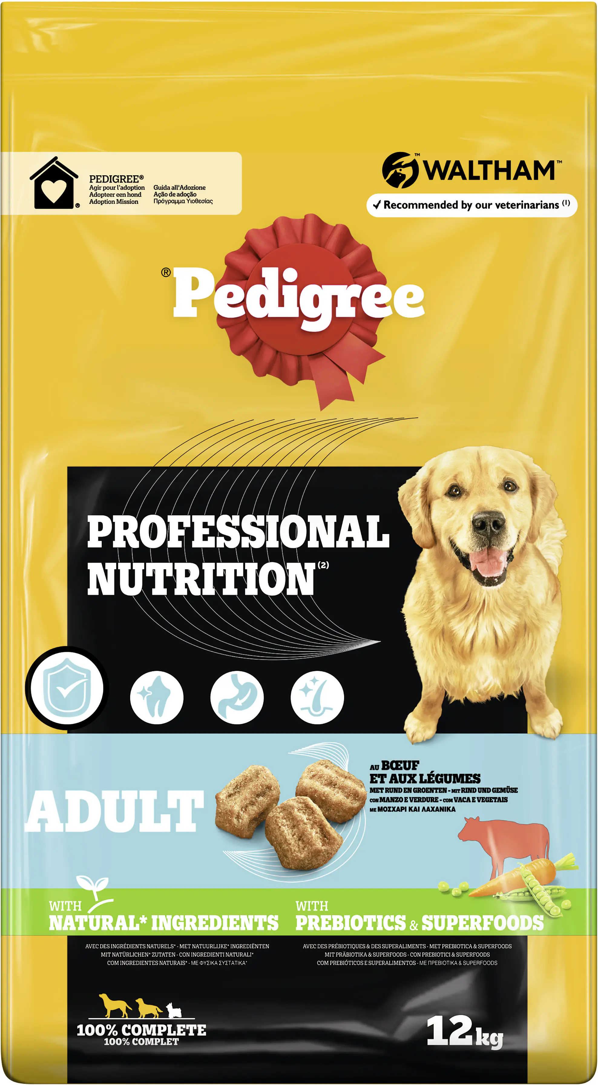 Pedigree Professional Nutrition Hundetrockenfutter Adult 12 kg Rind & Gemüse 