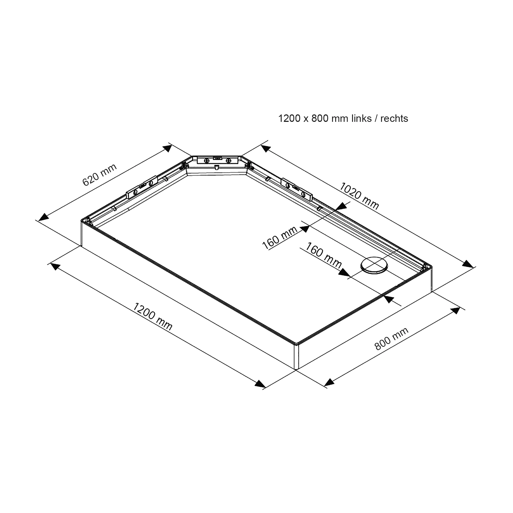Breuer Komplettdusche BR 100 Schiebetür + Seitenwand li 80x120x204 cm, Schwarz, Klarglas hell