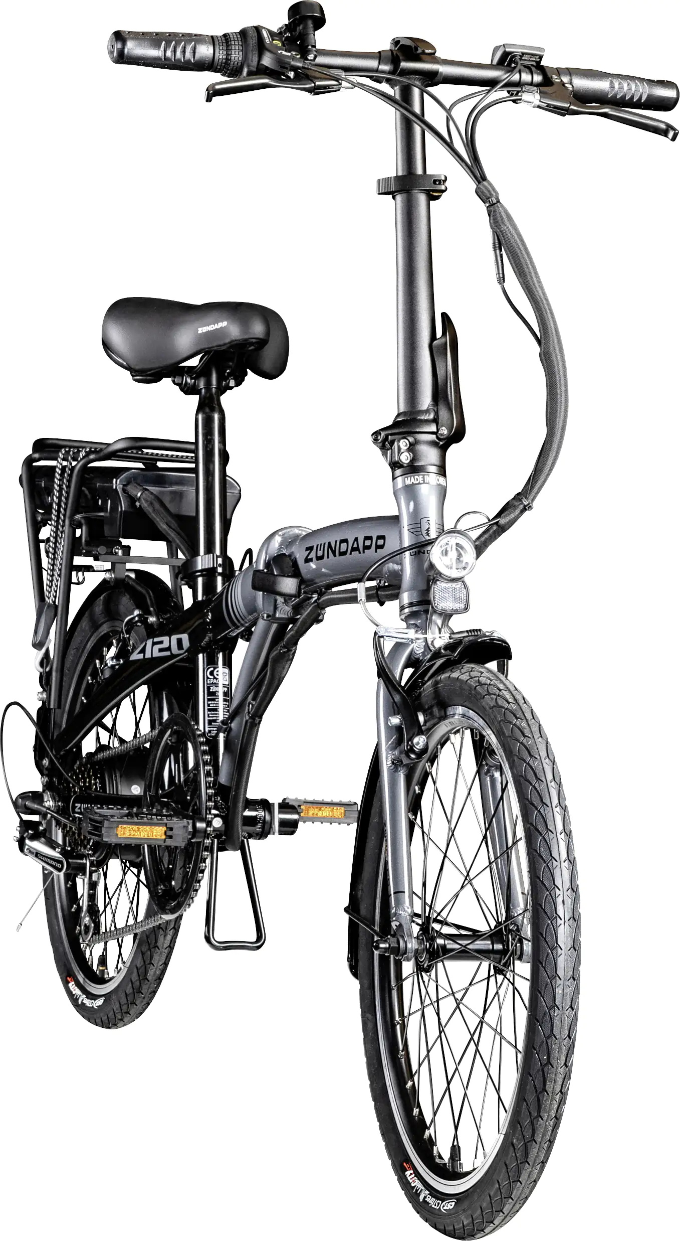 Zündapp E-Bike Faltrad Z120 20 Zoll RH 28cm 7-Gang 374,4 Wh schwarz grau