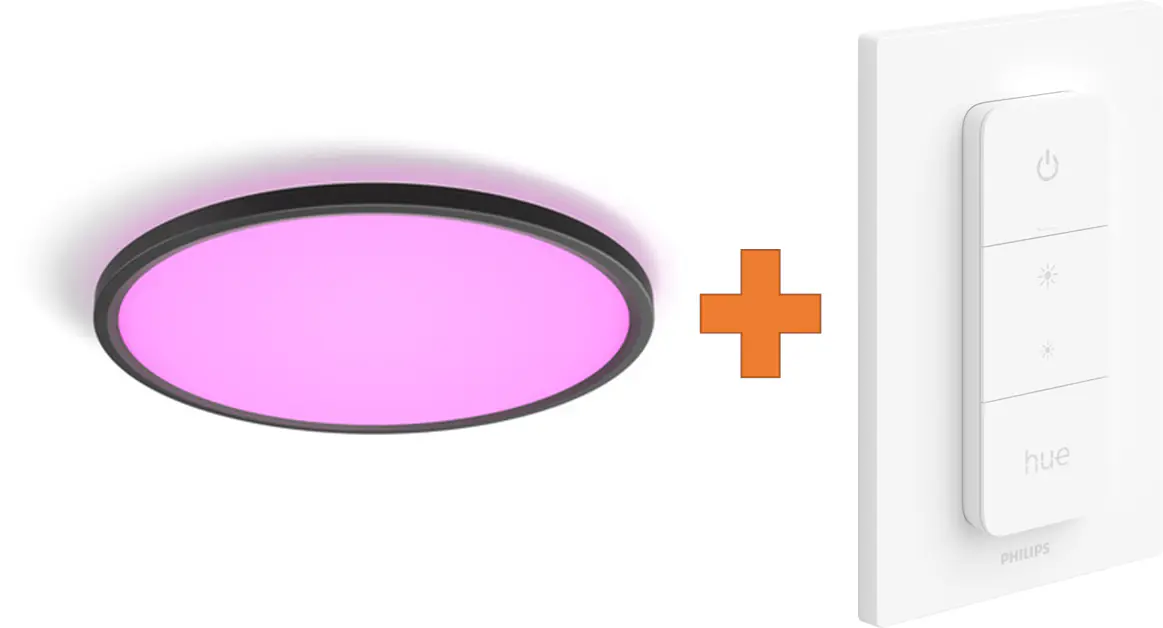 Philips Hue LED Deckenleuchte Tento + Dimmschalter rund schwarz 43 x 3 cm RGB Philips Hue LED Deckenleuchte Tento + Dimmschalter rund schwarz 43 x 3 cm RGB