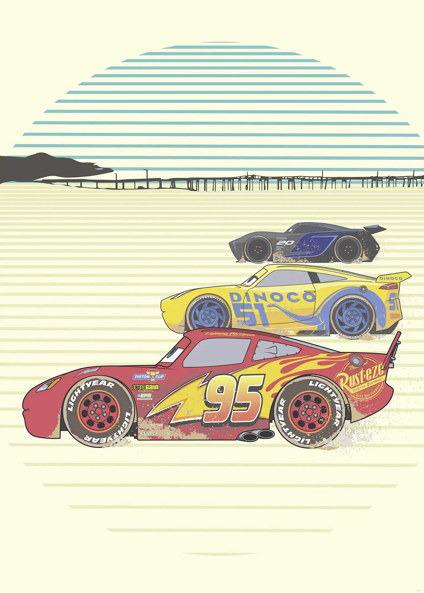 Komar Vlies Fototapete Cars Stream Lines 200 x 280 cm 