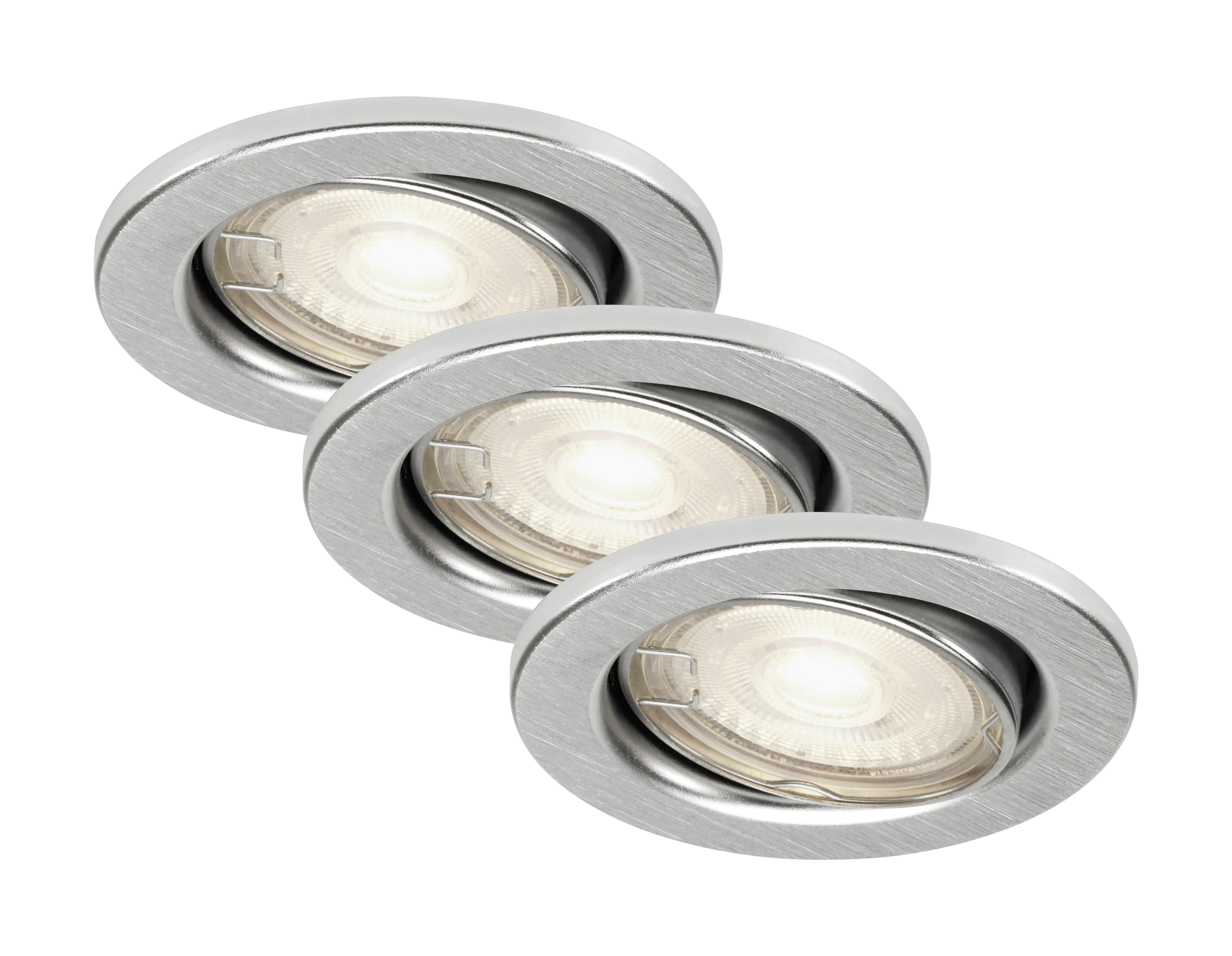 Di-Ka LED Einbauleuchte Sten 3er Set alu Ø 8,6 cm GU10, warmweiß