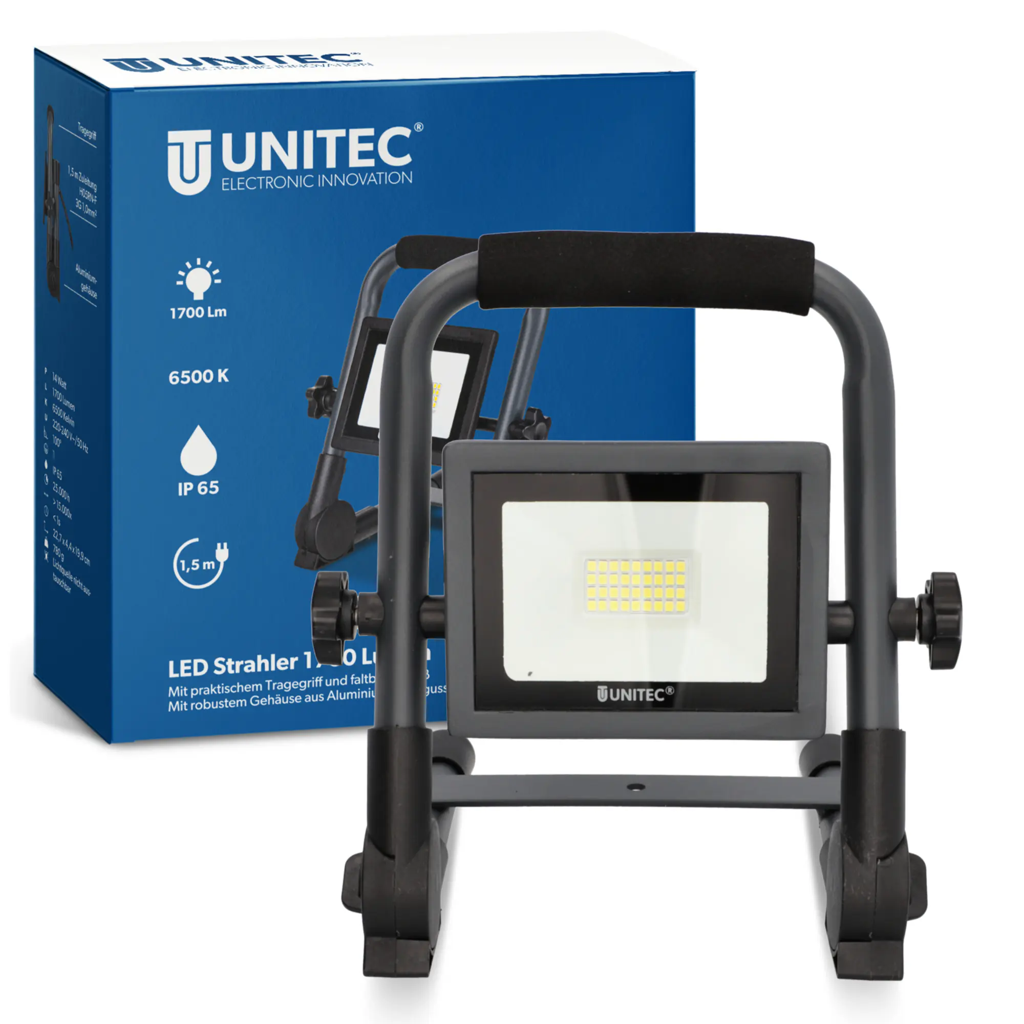 UniTec LED Baustrahler anthrazit tragbar 14 W 1700 lm