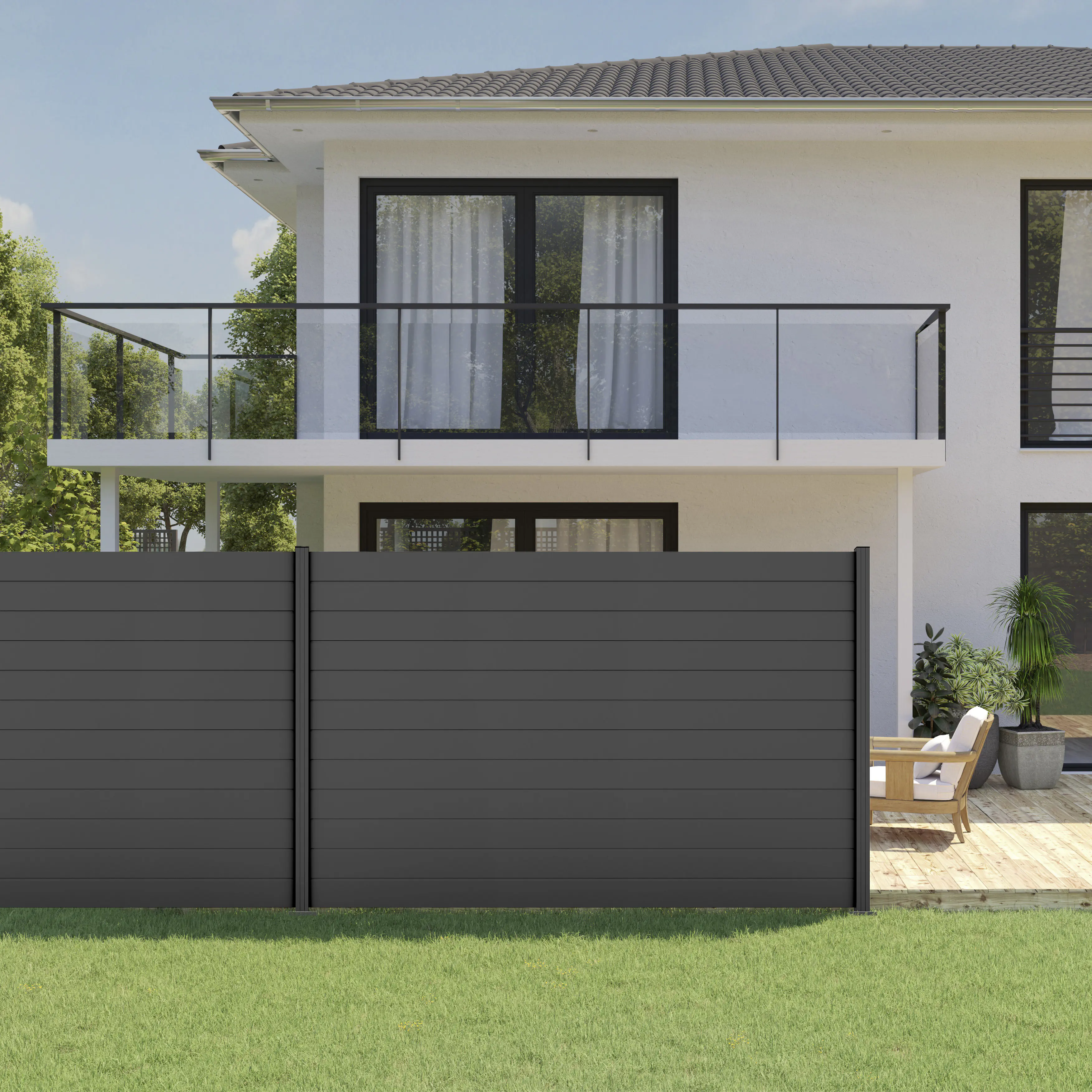 Ambiente Alu-Zaun Grundset Paneel 150 anthrazit 187 x 274,2 cm 