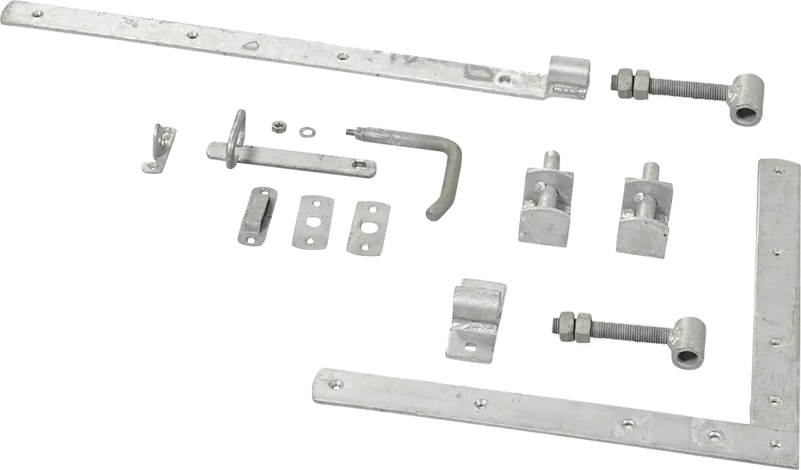 Plus Torbeschlag für Einzeltor/breites Tor mit Scharnieren verzinkt