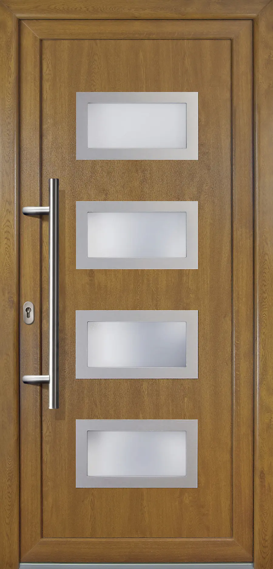 Meeth Haustür Signum PVC Exclusiv PVC Modell 92 88 x 208 cm, DIN links, golden Oak