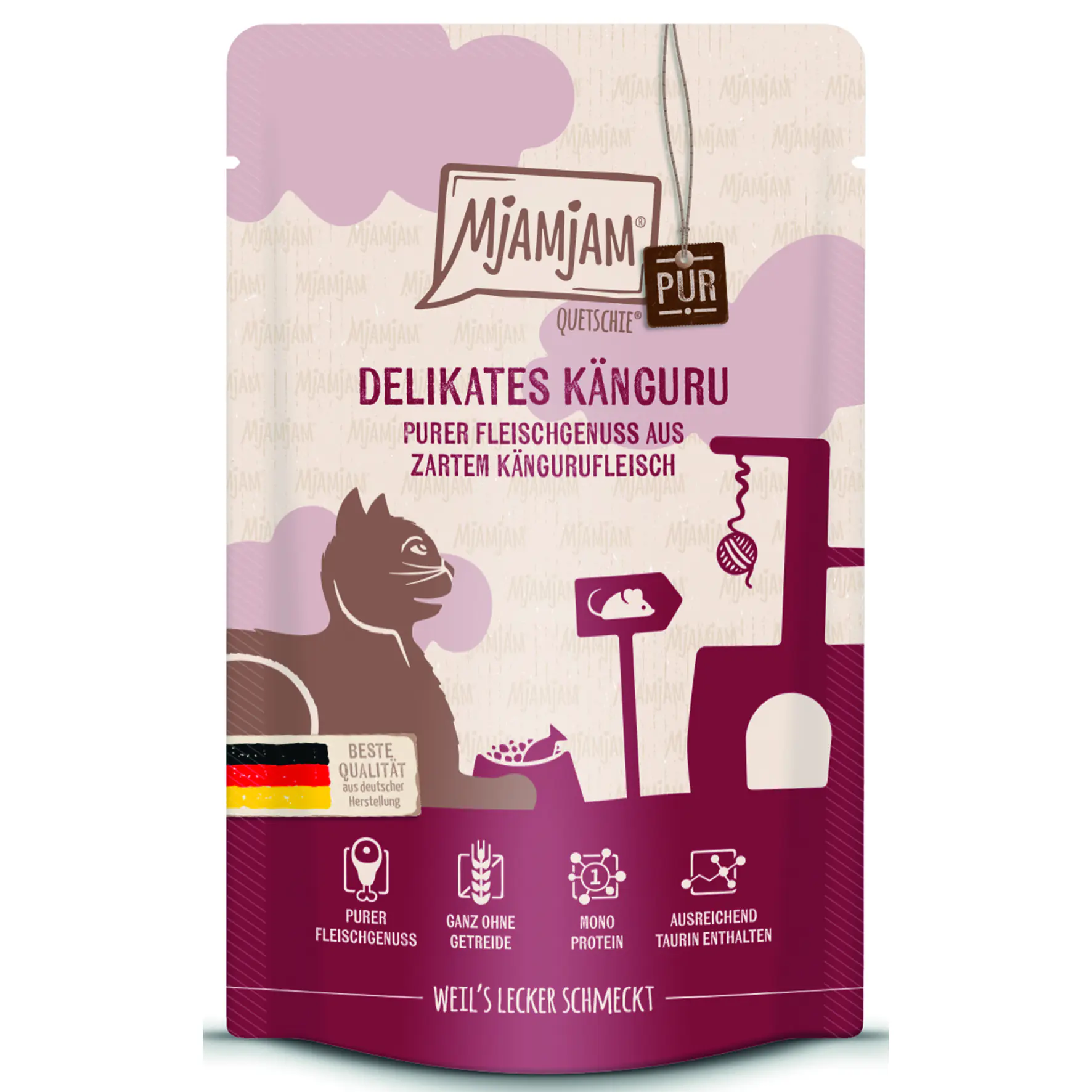 MjAMjAM Quetschie purer Fleischgenuss Känguru pur Katzenfutter 125 g