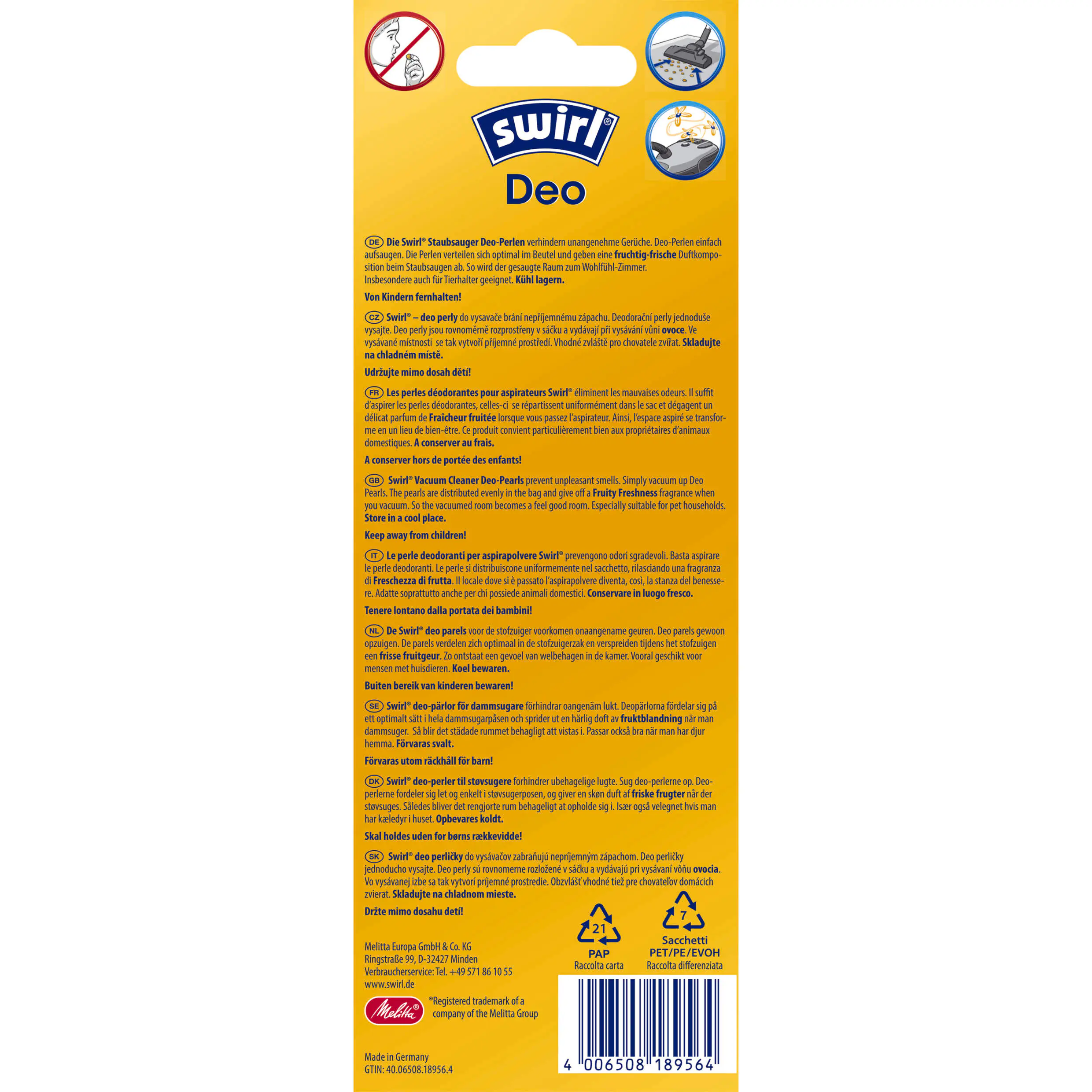 Swirl Deo Perlen für Staubsauger Fruchtige Frische 4 Portionen Swirl Deo Perlen für Staubsauger Fruchtige Frische 4 Portionen