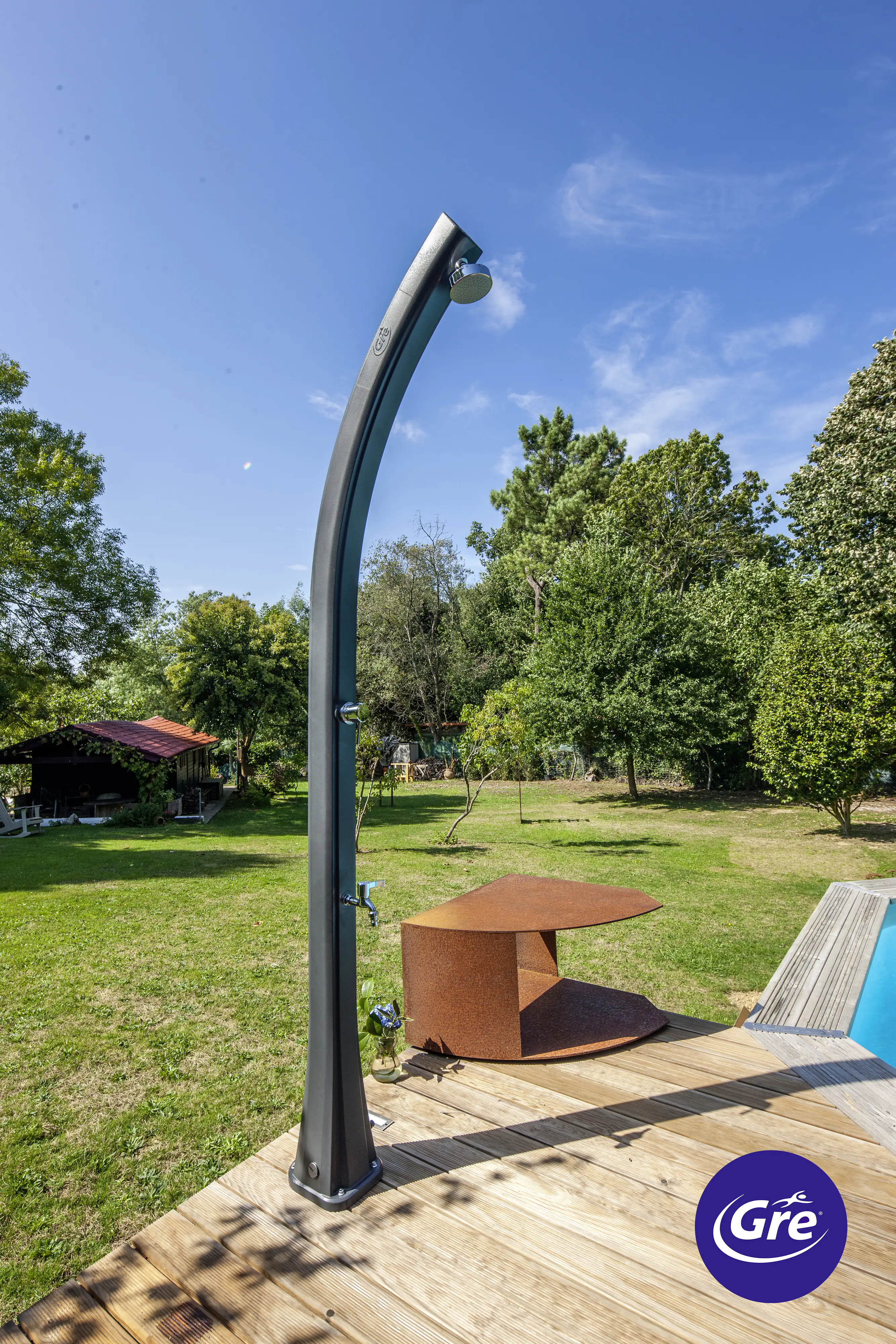 Gre Solardusche 25 Liter schwarz mit Fuß-Wasserhahn