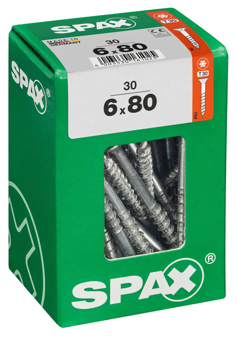 Spax Universalschrauben 6.0 x 80 mm TX 30 Senkkopf - 30 Stk.