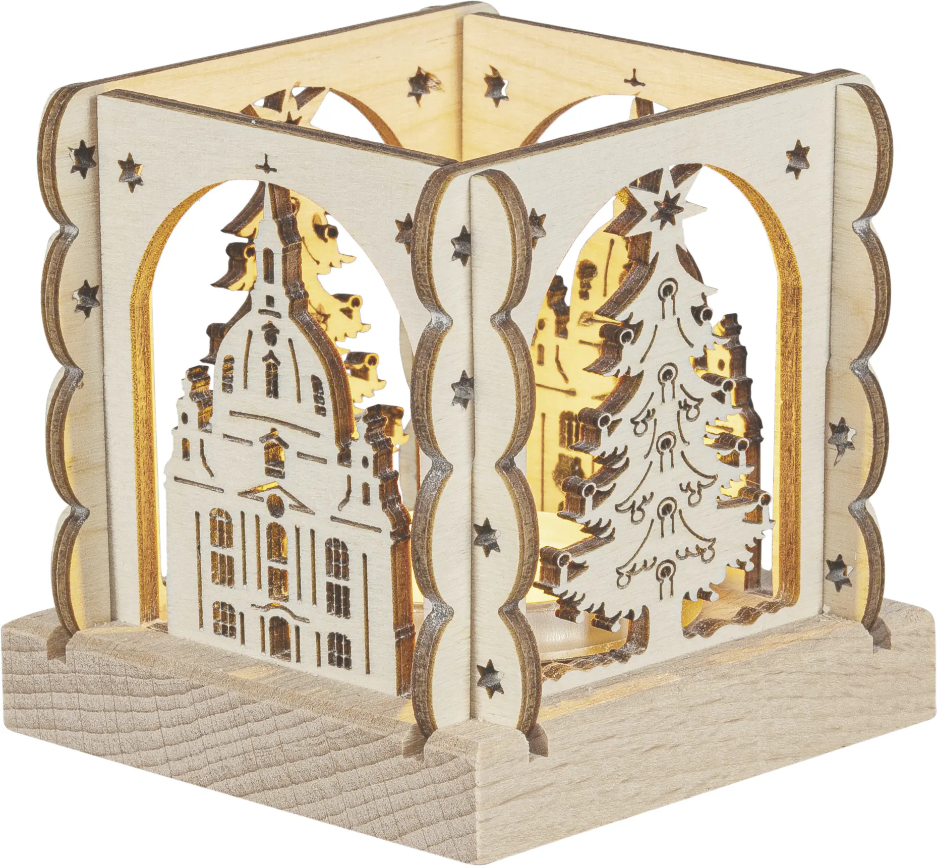 Saico Teelichthalter Dresden für 1 Teelicht Holz 7 cm natur