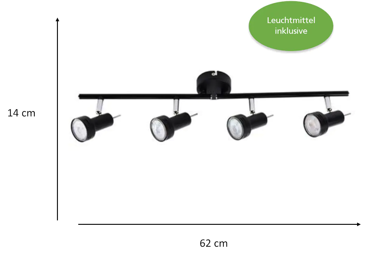 Primaster Deckenstrahler 4er LED Spot New York GU10 8 x 62 x 14 cm schwarz  Primaster Deckenstrahler 4er LED Spot New York GU10 8 x 62 x 14 cm schwarz