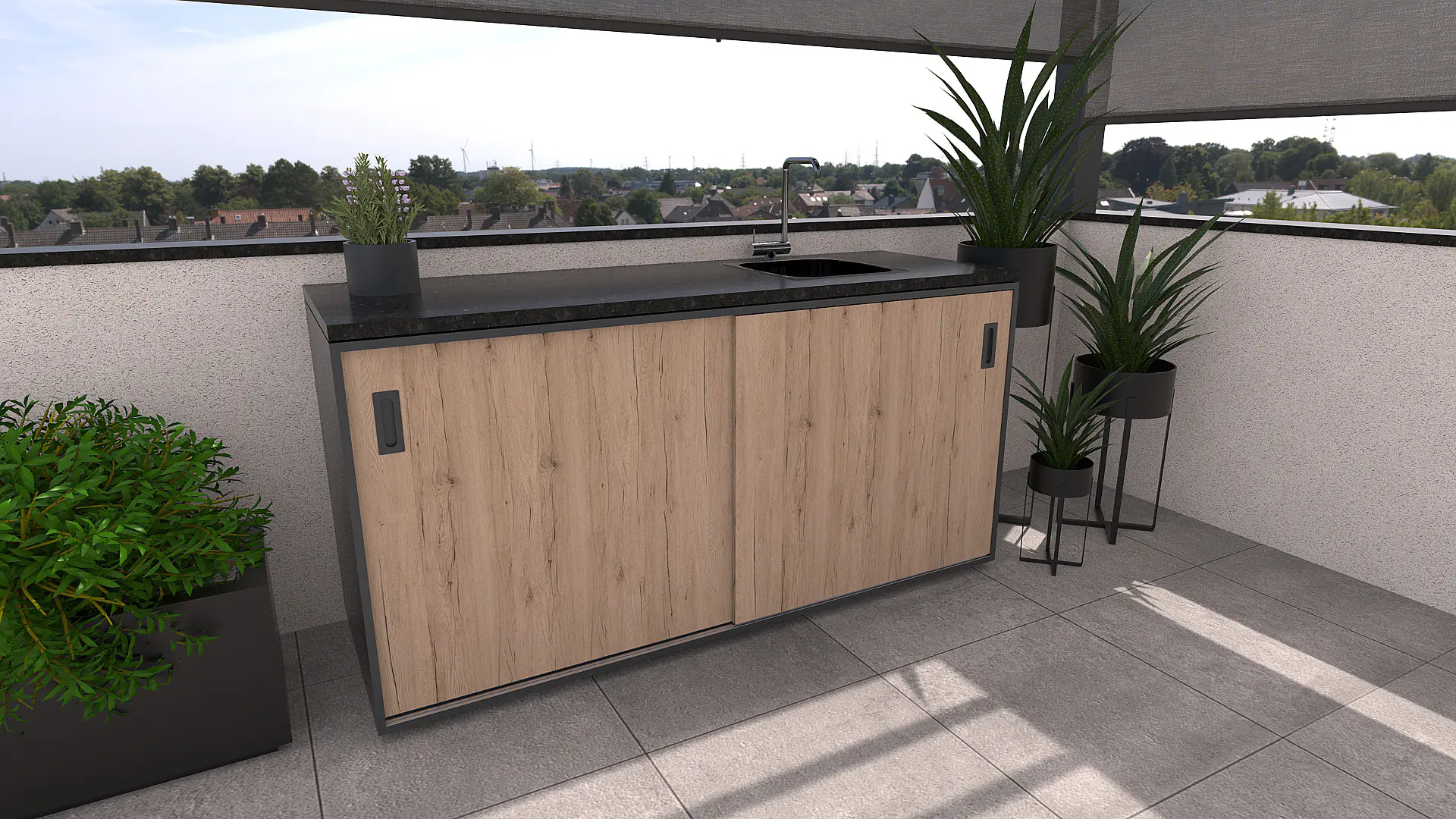 Bellano Living Element für Outdoorküchen inkl. Spüle rechts mit 2 Türen eiche granit Bellano Living Element für Outdoorküchen inkl. Spüle rechts mit 2 Türen eiche granit