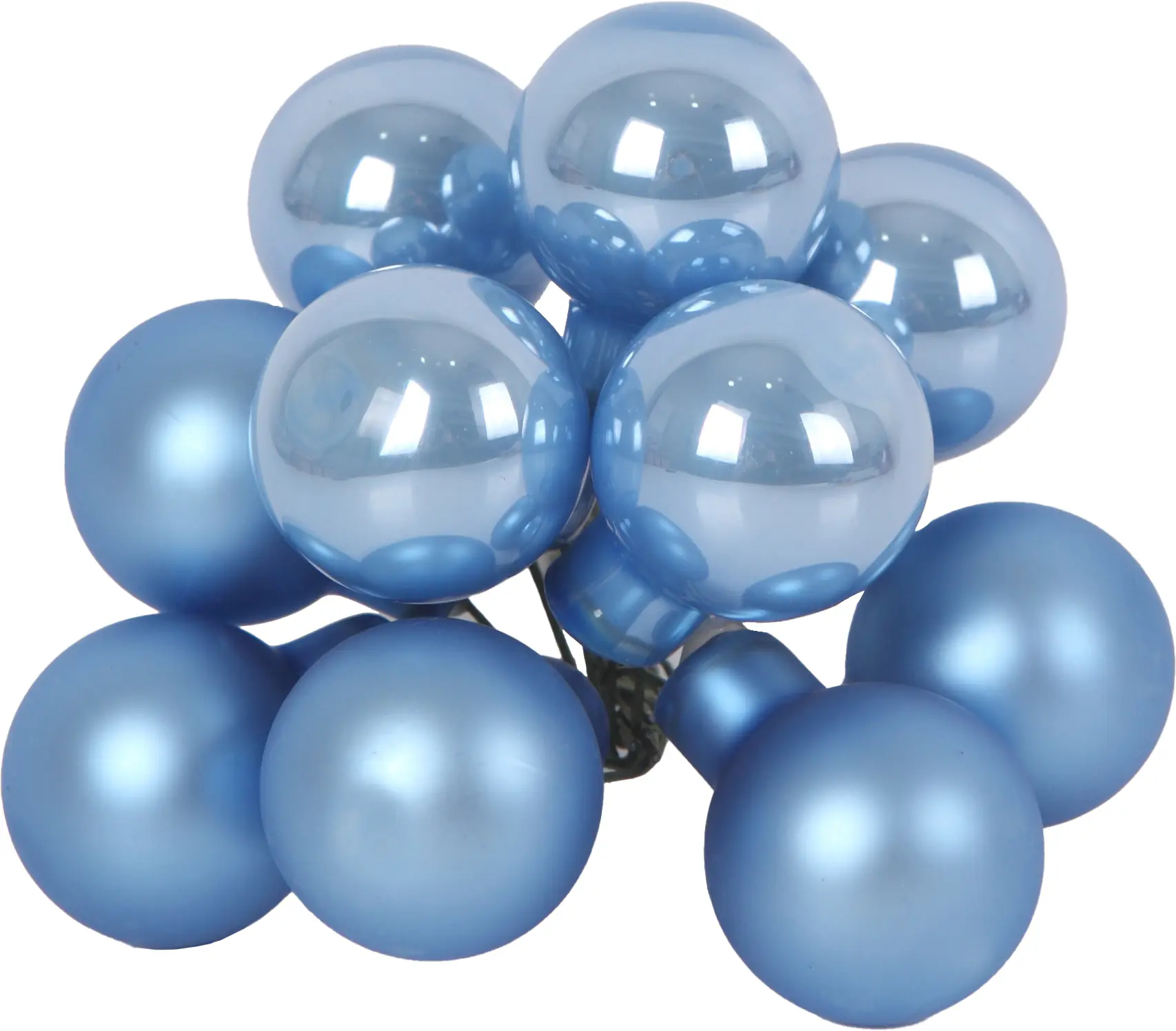 TrendLine Weihnachtskugeln aus Glas auf Draht Ø 2 cm sky blue 10 Stück 
