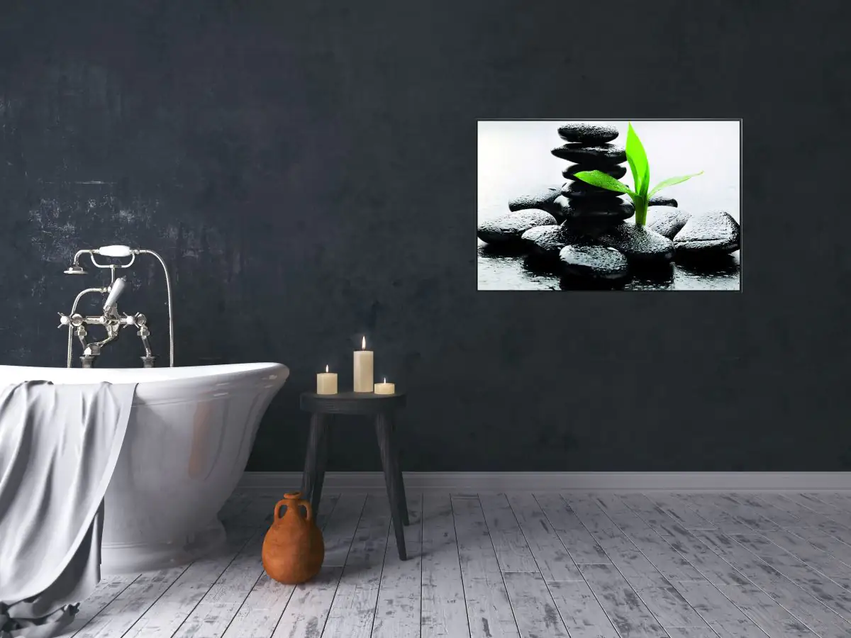 papermoon Infrarotheizkörper EcoHeat 75x120 cm 900 Watt, Zen Basalt Steine