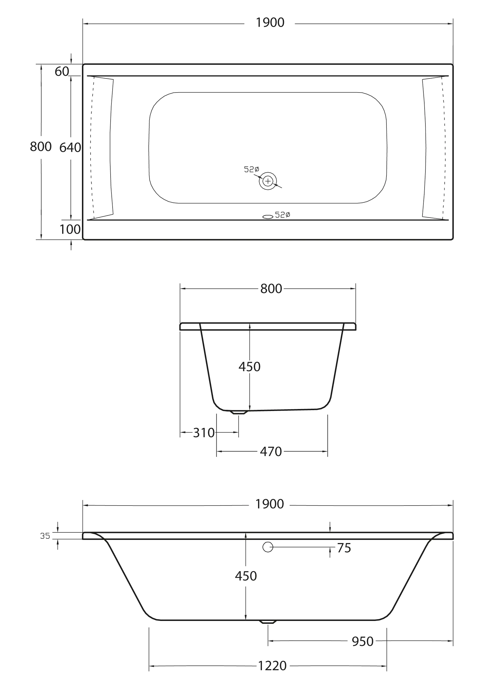 Ottofond Whirlpool-Badewannen-Komplettset Rosa 190 cm mit Armatur S2000