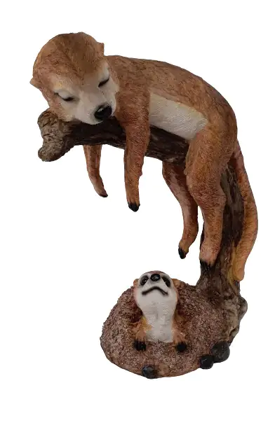 Dekofigur Erdmännchen schlafend 36 x 28 cm braun beige Dekofigur Erdmännchen schlafend 36 x 28 cm braun beige