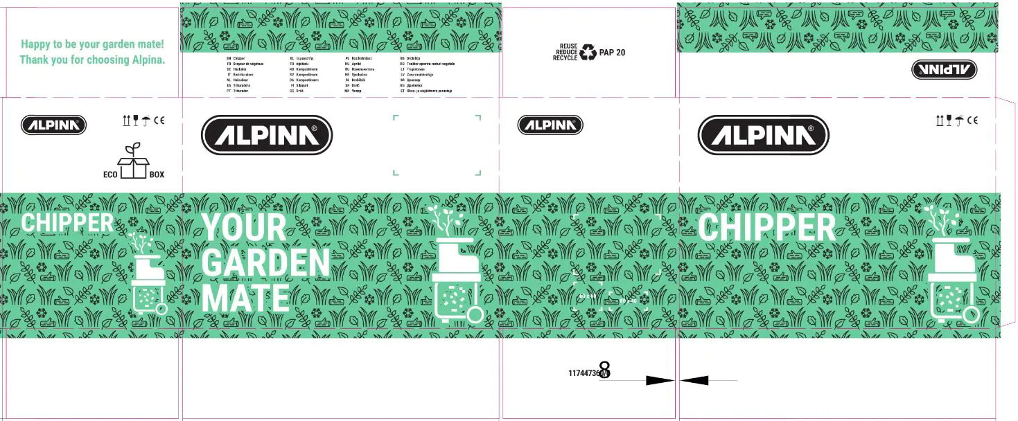 Alpina Elektro Häcksler ACH 2.2 E 2.200 Watt, max. Aststärke Ø 40 mm Alpina Elektro Häcksler ACH 2.2 E 2.200 Watt, max. Aststärke Ø 40 mm