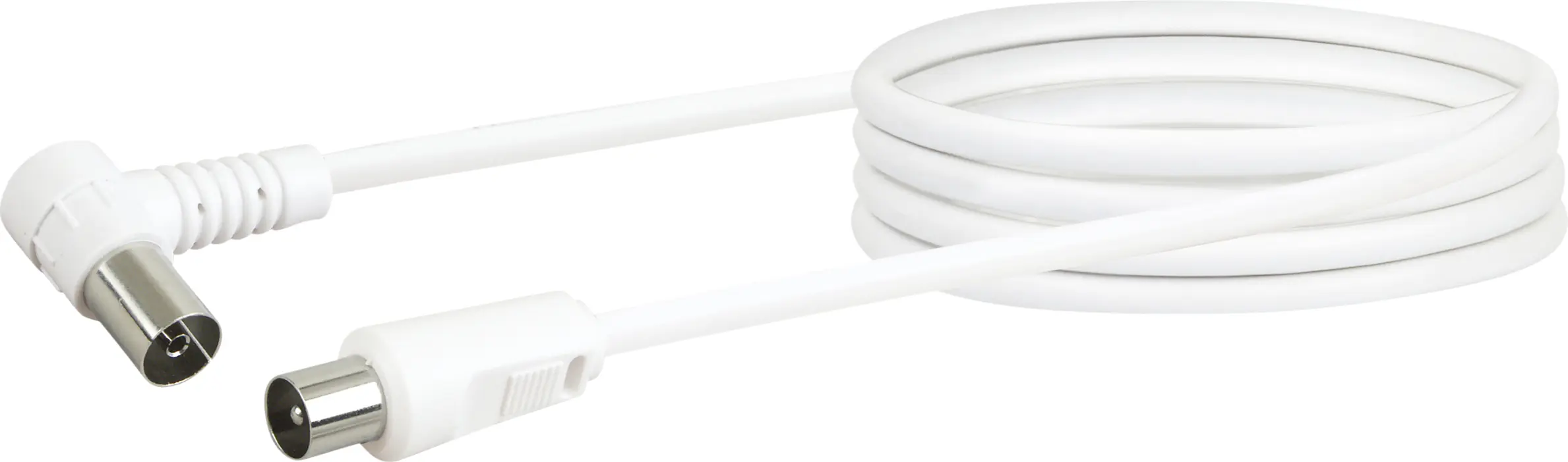Schwaiger Antennen Anschlusskabel KVKW15 532 (75dB) weiß, 1,5m, 90° gewinkelt, 1x IEC Stecker / 1x I