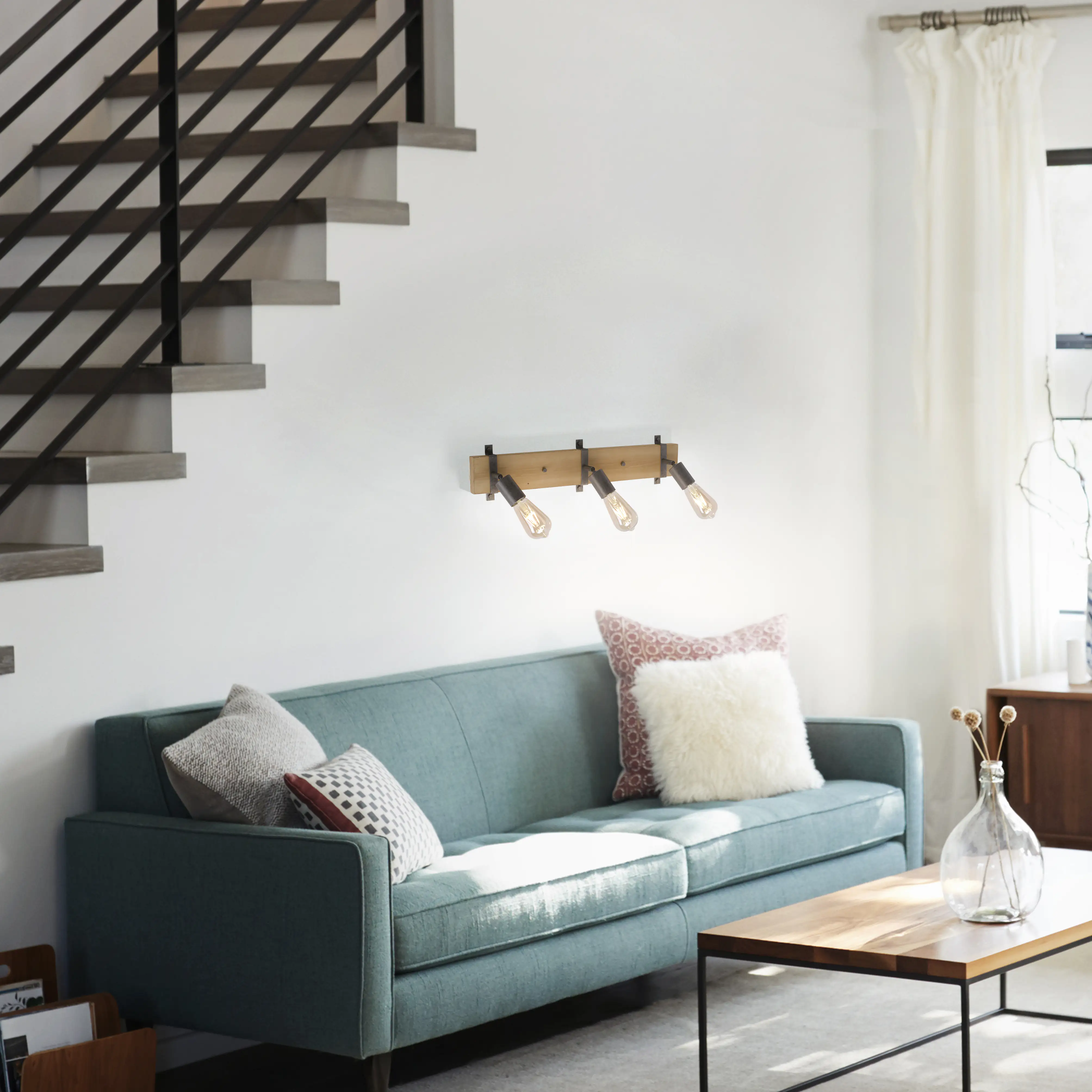 JustLight 3er Spot Slat holz-metall 65 x 12 cm E27, max. 40 W