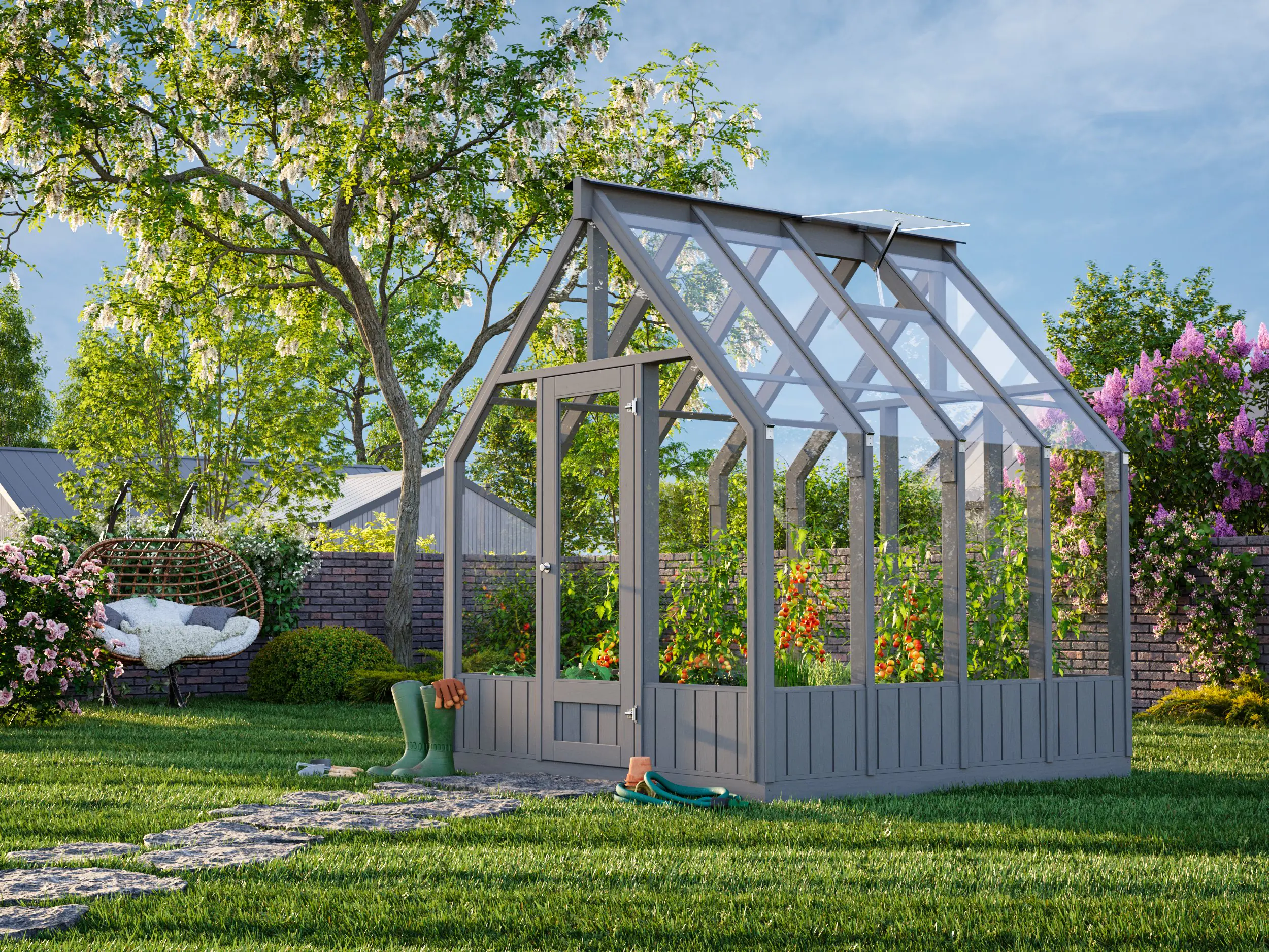 Palmako Gewächshaus Emilia 240 x 244 cm 5,4 m² 4 mm Glas  Palmako Gewächshaus Emilia 240 x 244 cm 5,4 m² 4 mm Glas