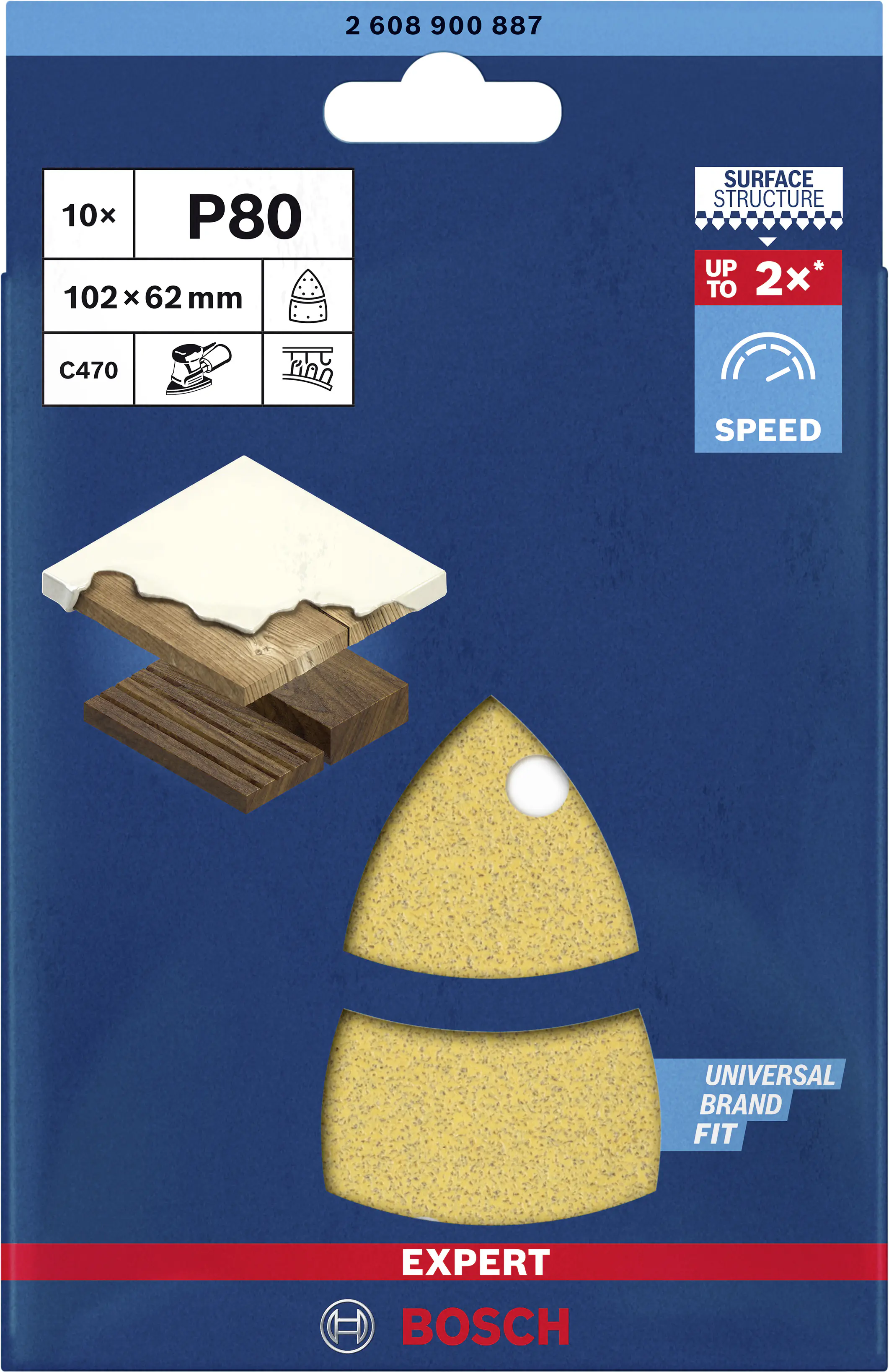 Bosch Expert Schleifpapier C470 102 x 62 mm G 80 10 Stück
