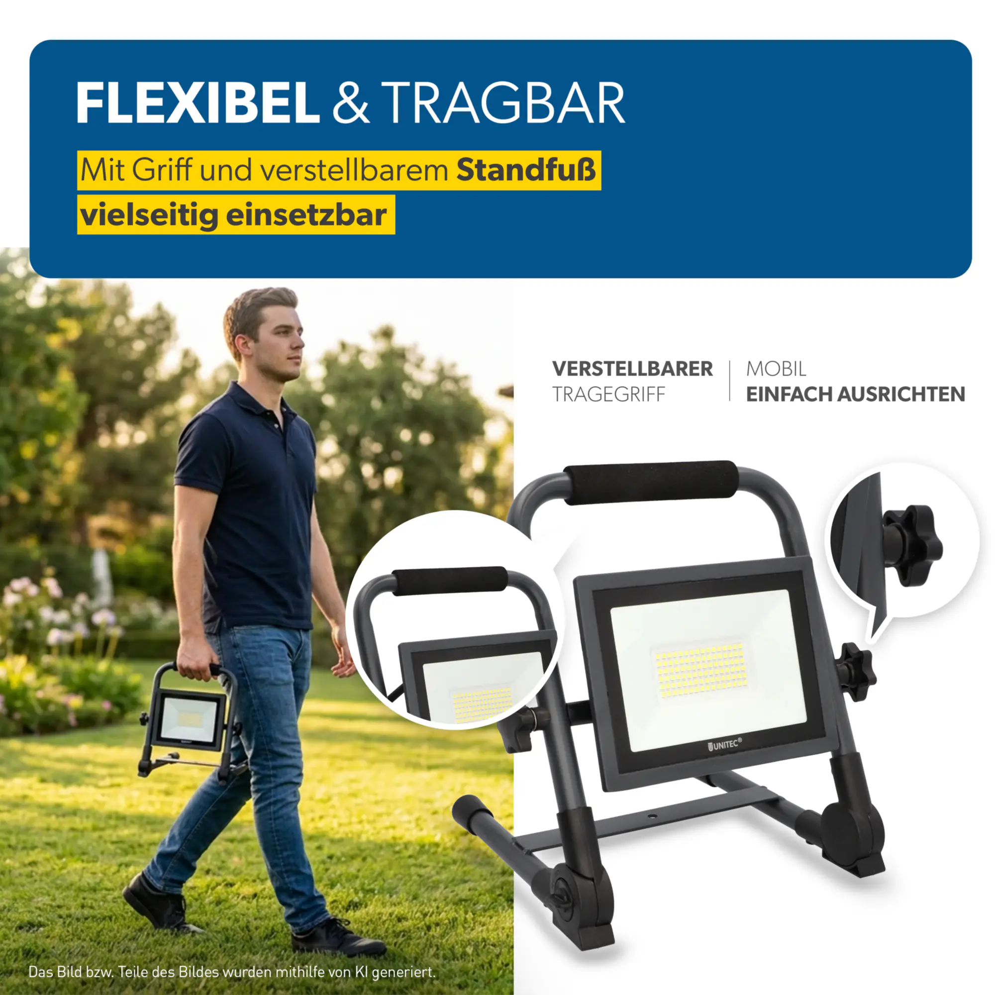 UniTec LED Baustrahler anthrazit tragbar 35 W 4250 lm 