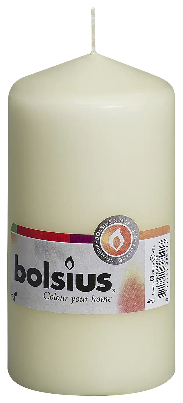 Bolsius Stumpenkerze elfenbein, Höhe 13 cm, Ø 6,8 cm